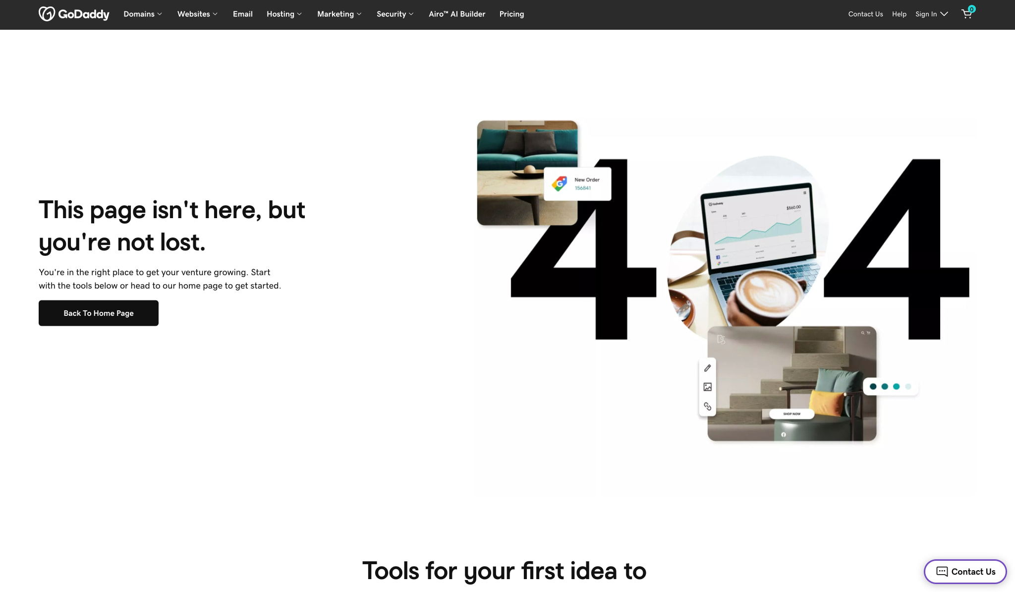 GoDaddy PH 404 Response Error Page - GoDaddy PH captured website design