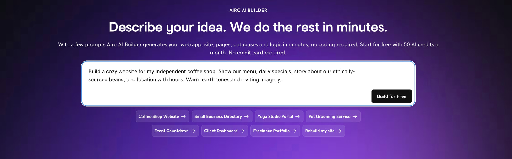 Build No Code Web Apps & More with AI - GoDaddy Airo AI Builder captured website design