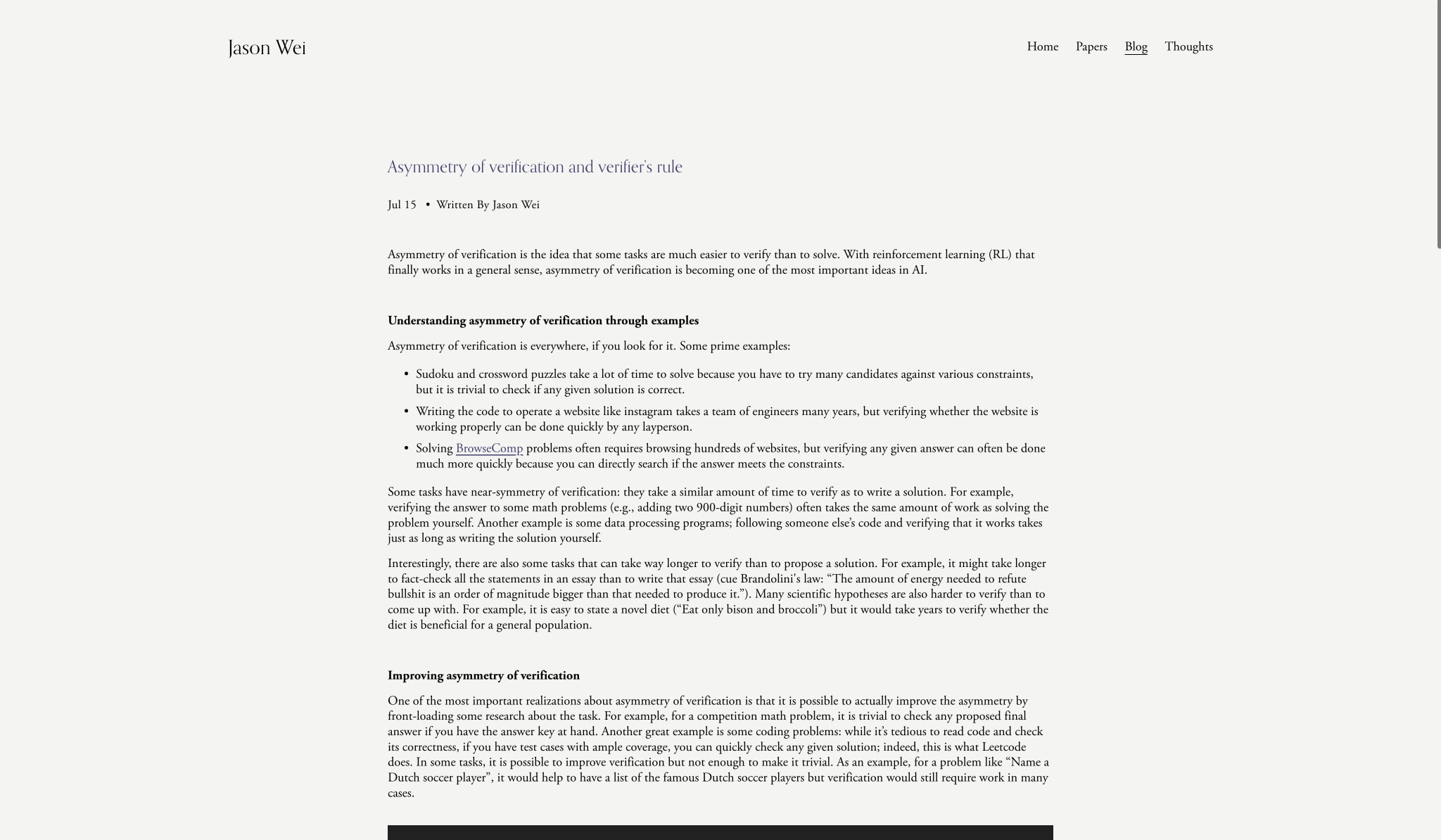 Asymmetry of verification and verifier’s rule — Jason Wei captured website design