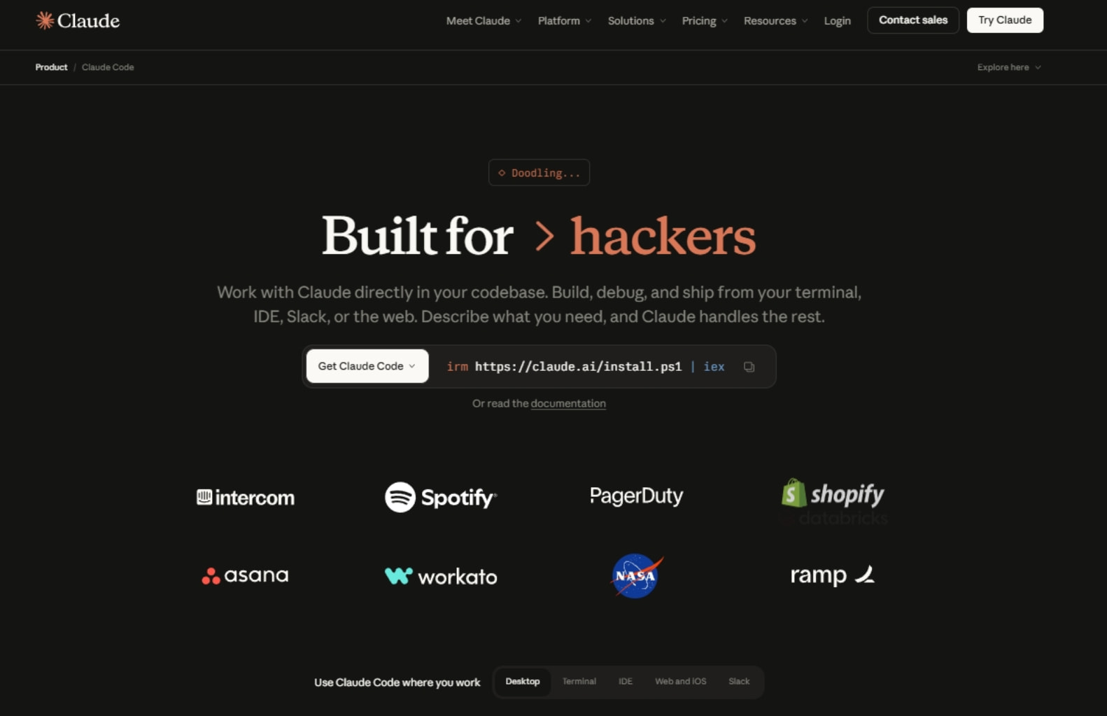 Claude Code by Anthropic | AI Coding Agent, Terminal, IDE captured website design
