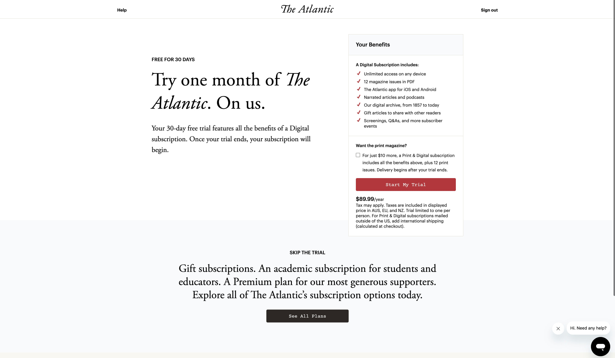 The Atlantic captured website design
