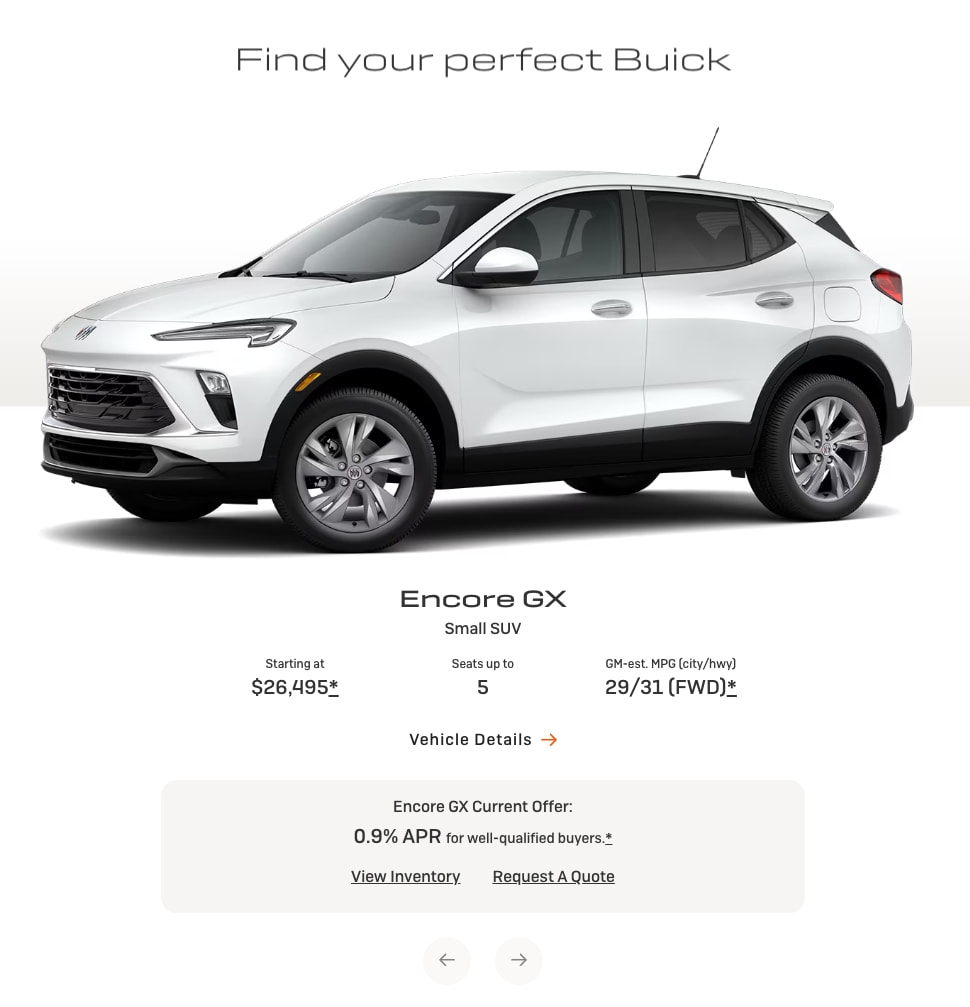 Explore Compact, Small, Mid-Size SUVs and Crossovers | Buick captured website design