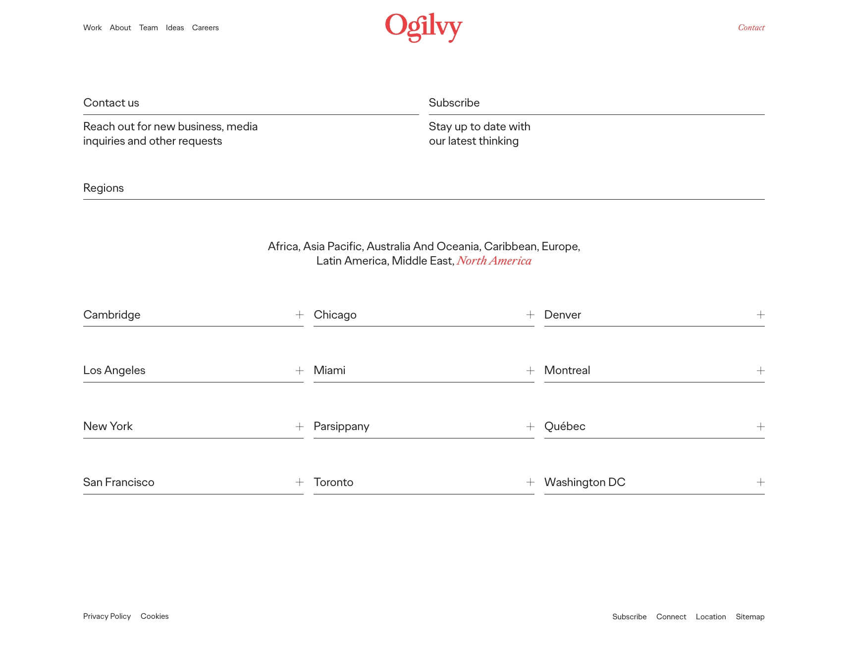 Contact | Ogilvy captured website design