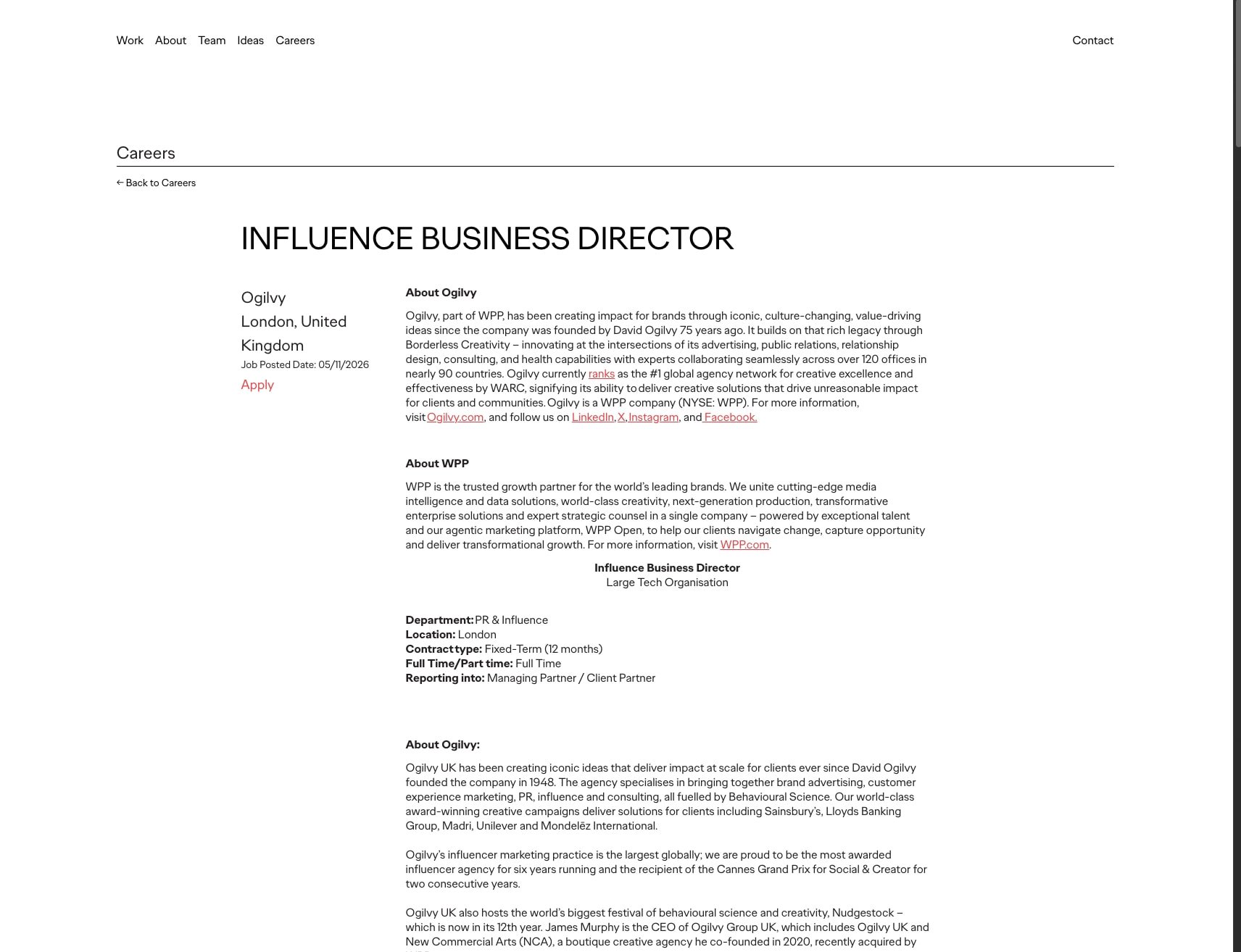 Influence Business Director |Ogilvy captured website design