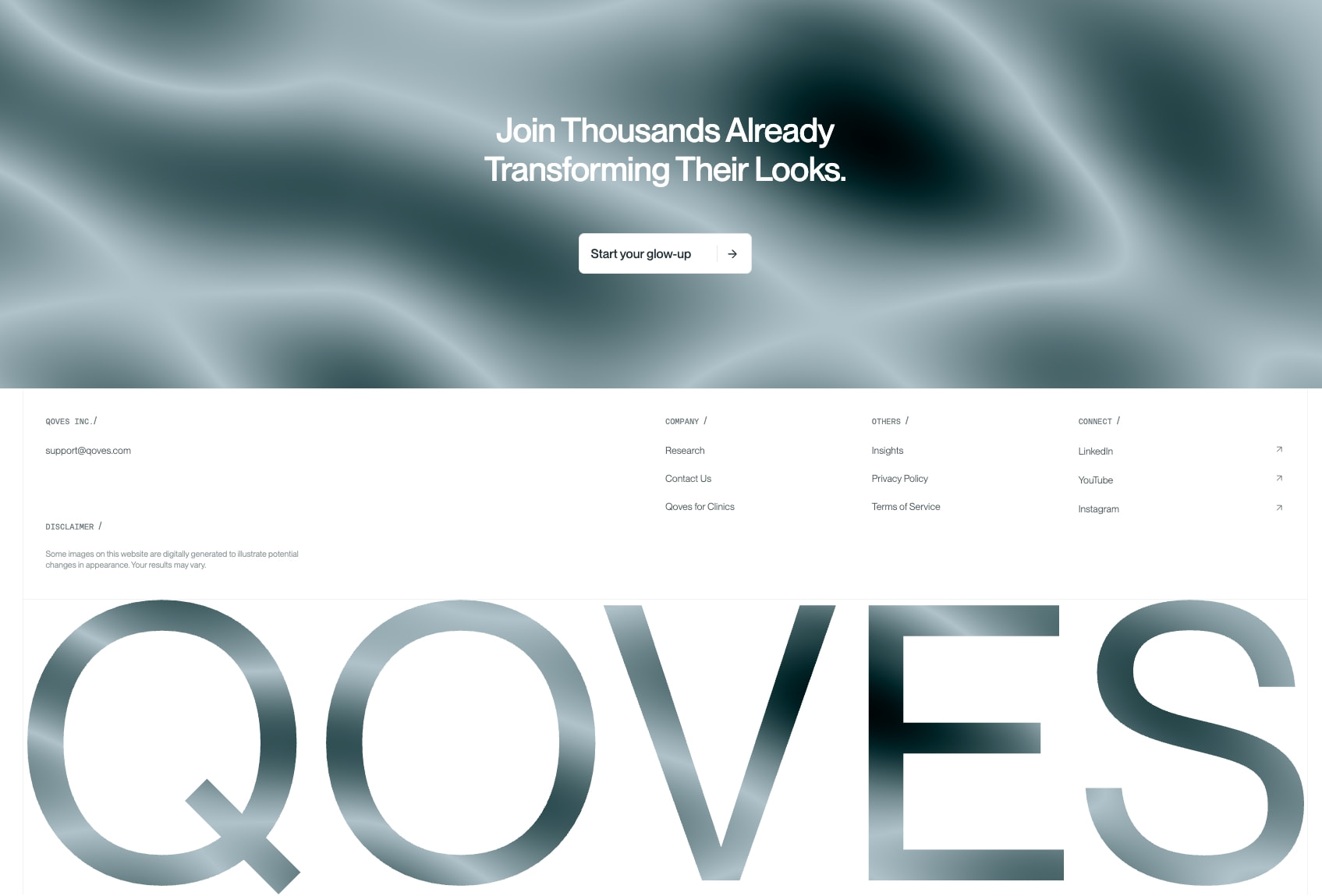 QOVES - Start Your Glow Up Without Surgery captured website design