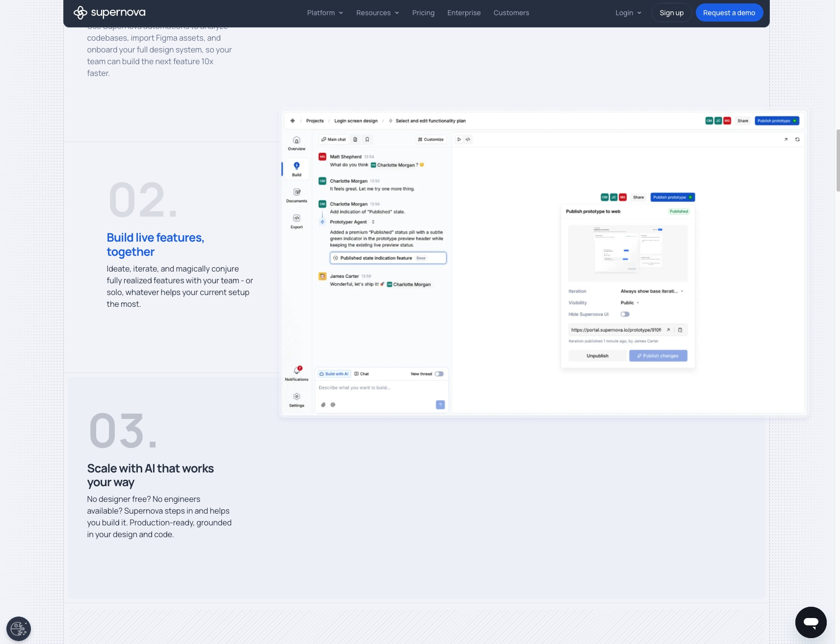 Supernova.io — AI-powered platform for product teams captured website design