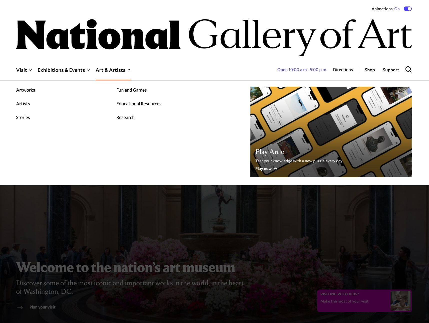 National Gallery of Art captured website design