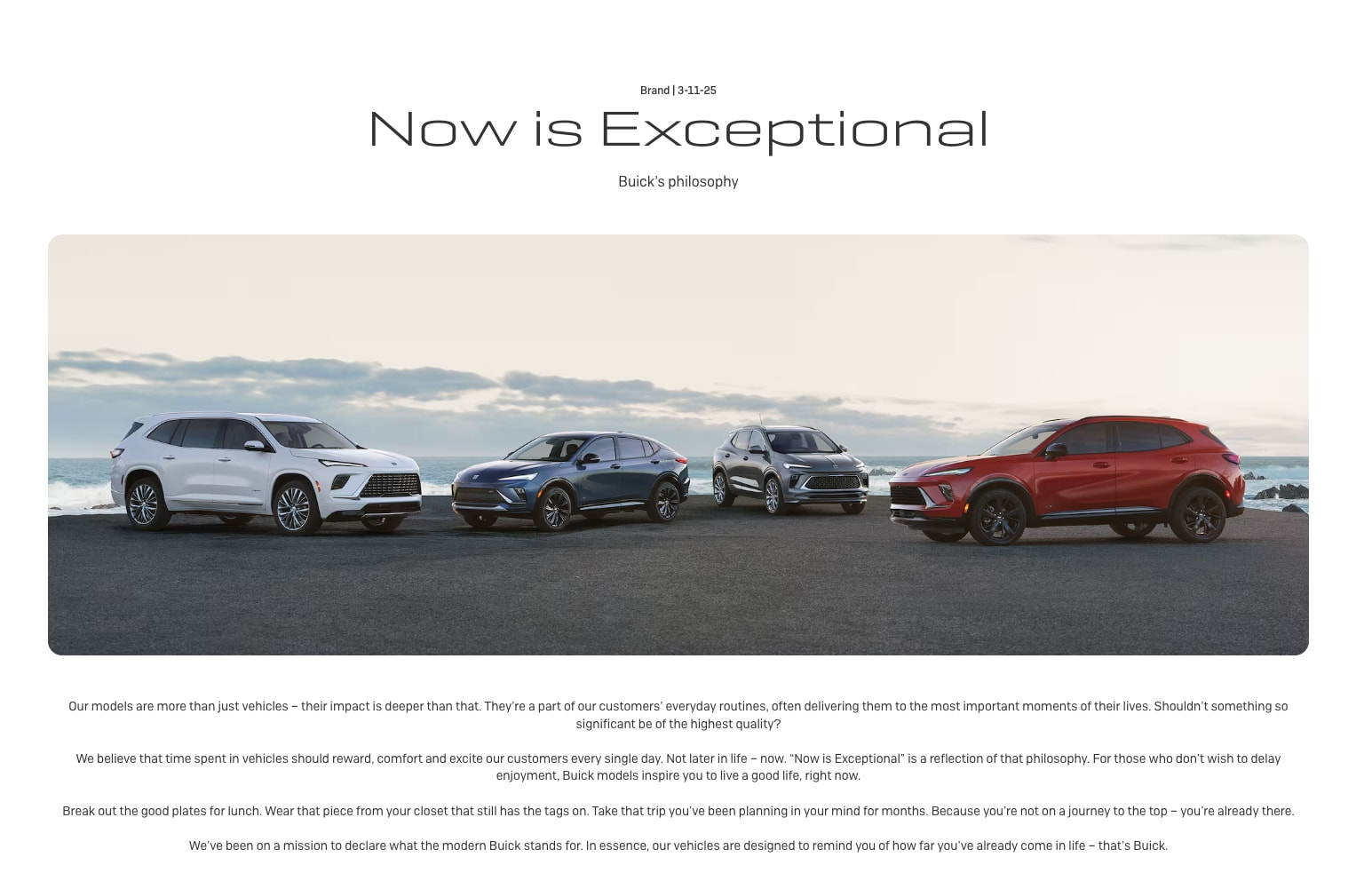 Buick's Philosophy that Now is Exceptional | Explore Buick captured website design