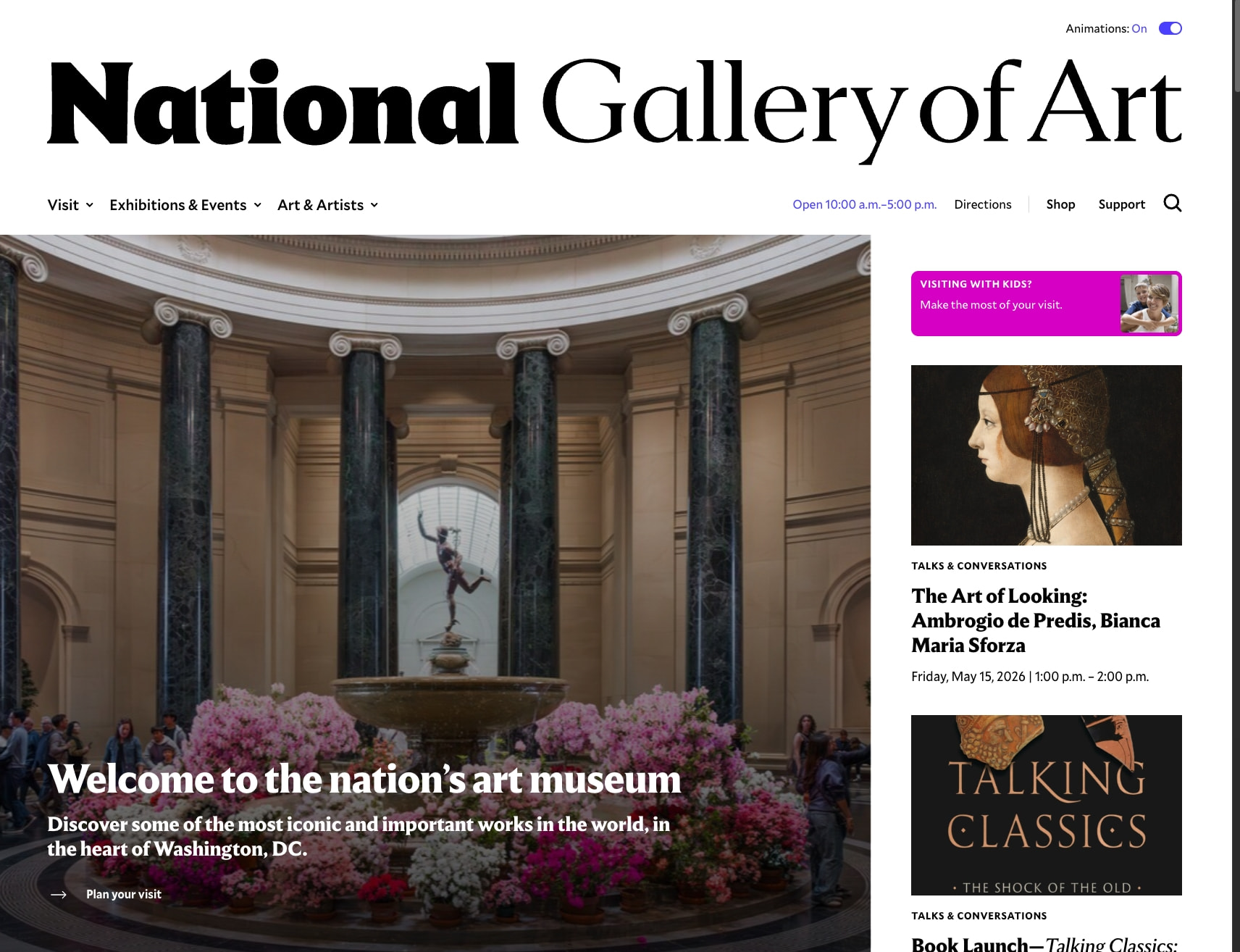 National Gallery of Art captured website design