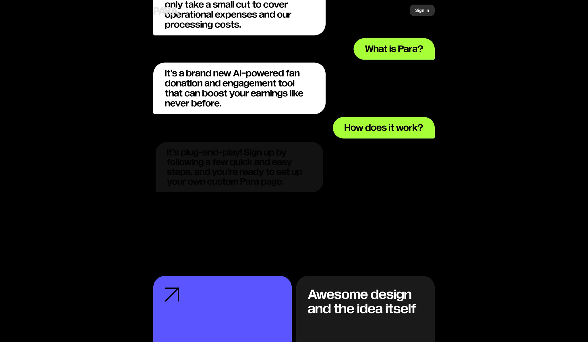 Para captured website design