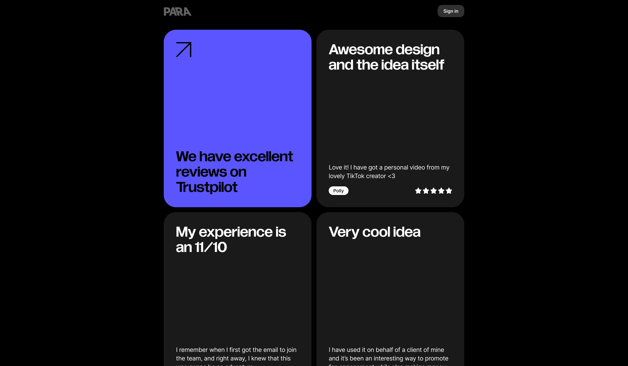 Para captured website design