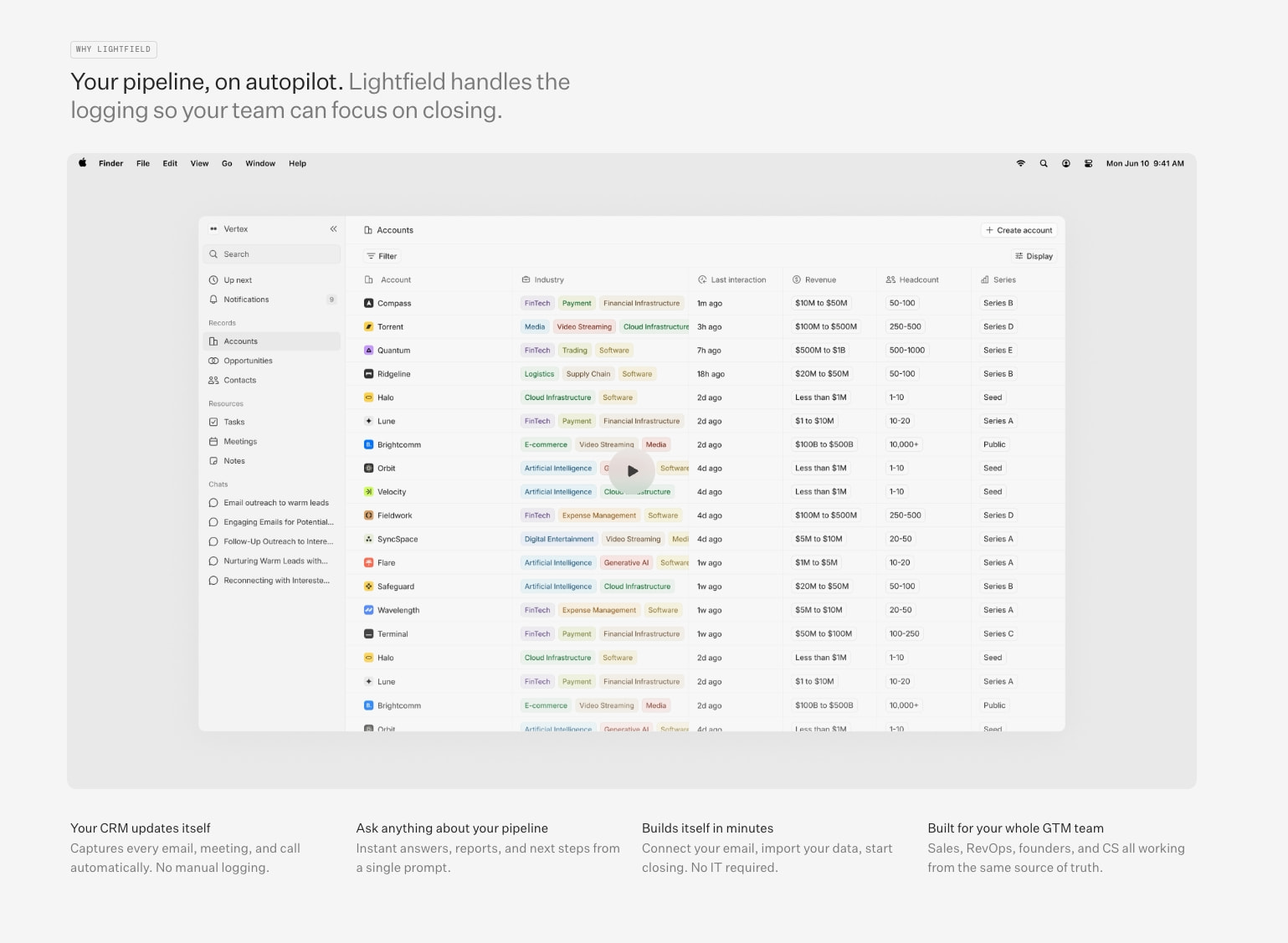 Lightfield — The CRM that updates itself captured website design