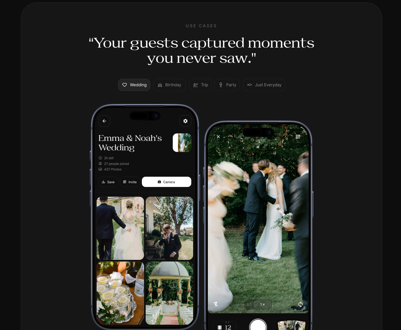 Once: Disposable Camera for Your Precious Moment captured website design