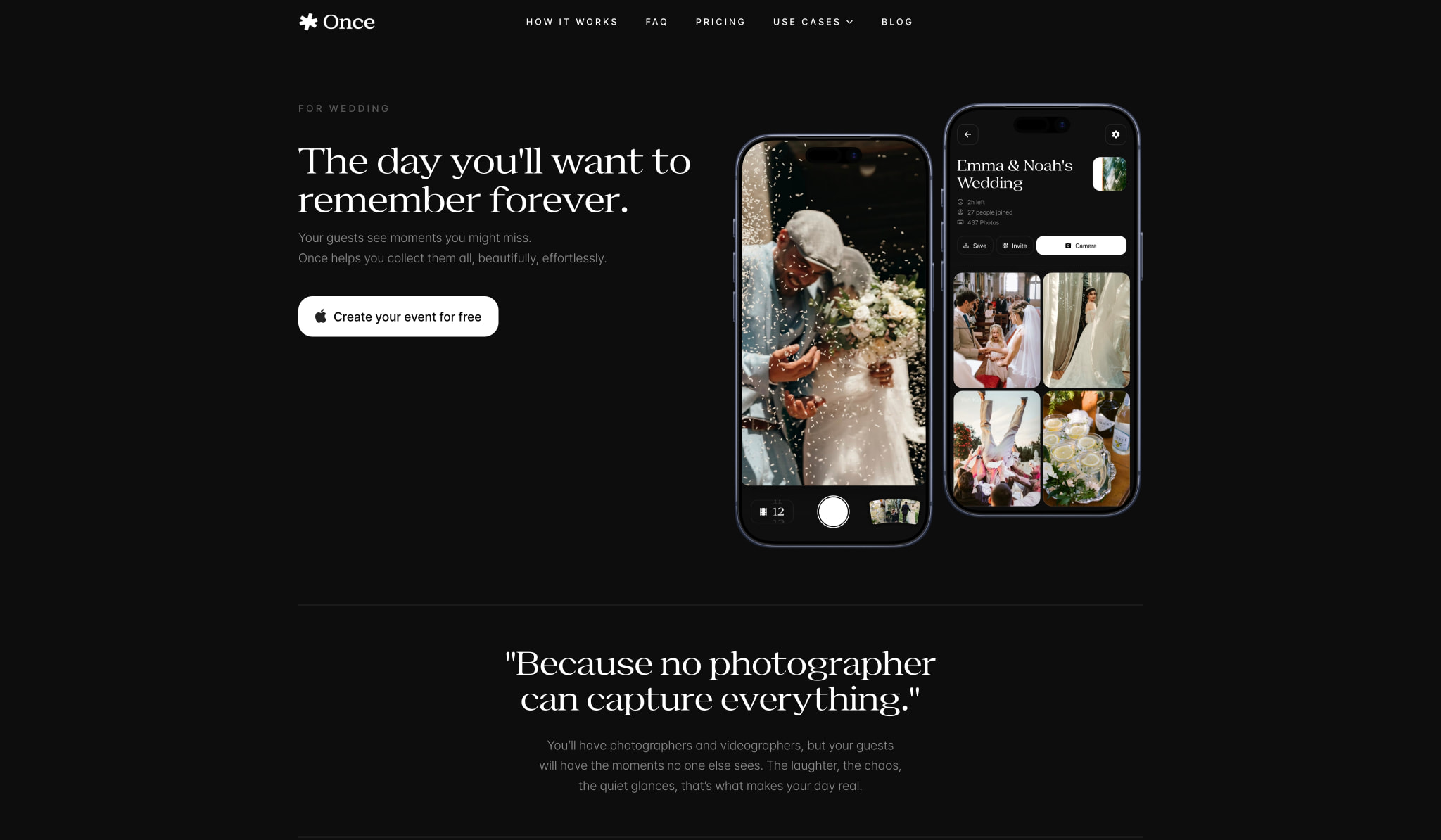 Wedding Disposable Camera App captured website design