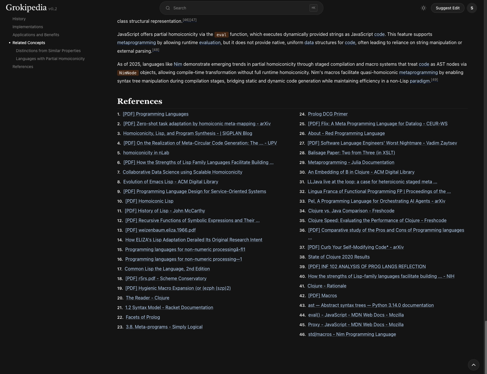 Homoiconicity — Grokipedia captured website design