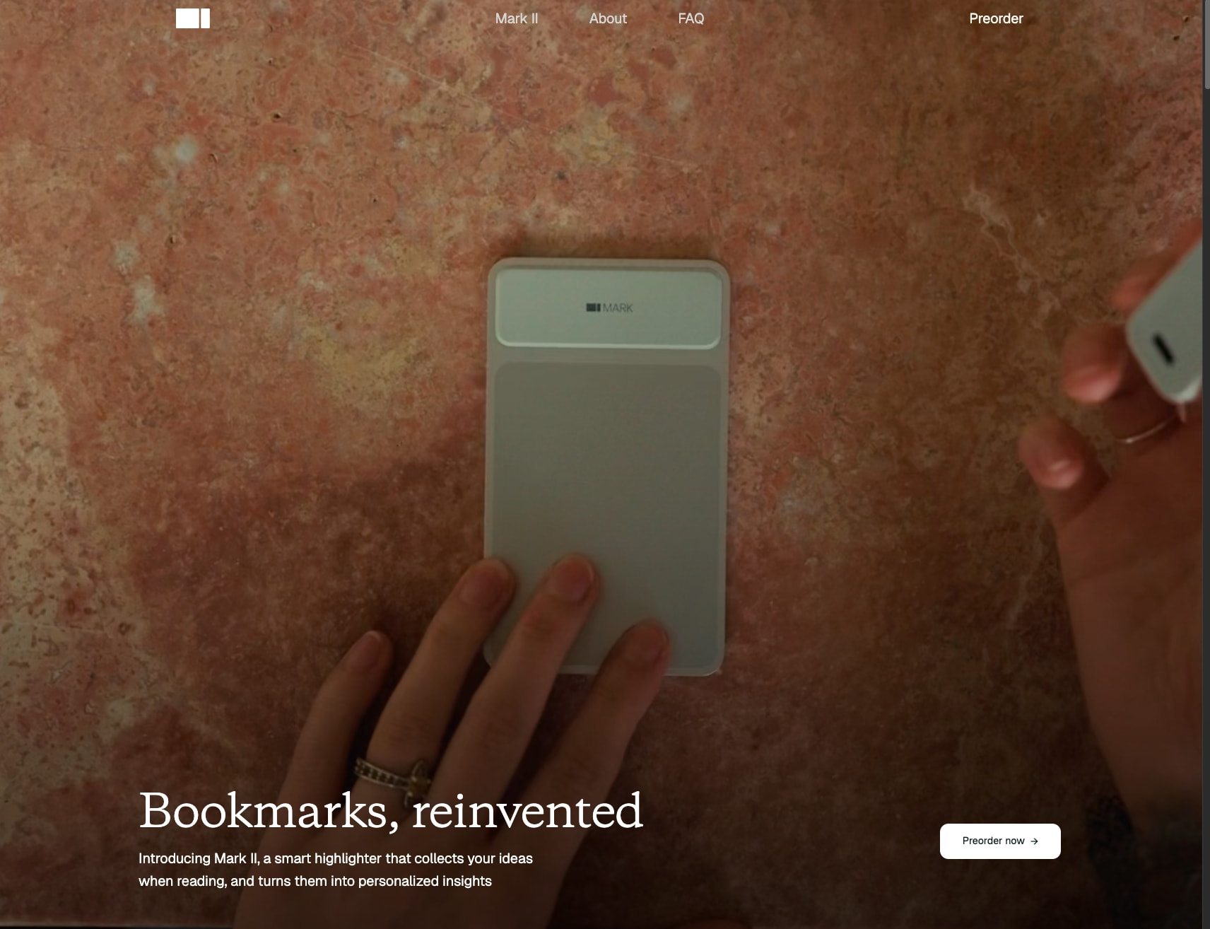 The Smart Bookmark for Physical Books | Mark II captured website design
