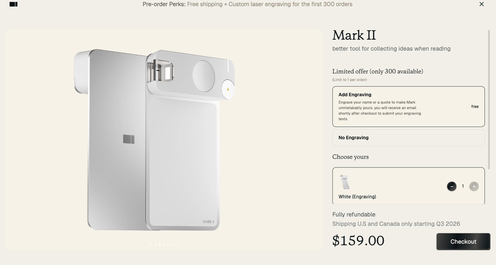 The Smart Bookmark for Physical Books | Mark II captured website design