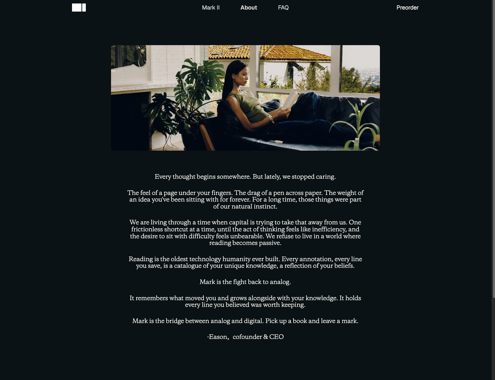 Mark | About captured website design