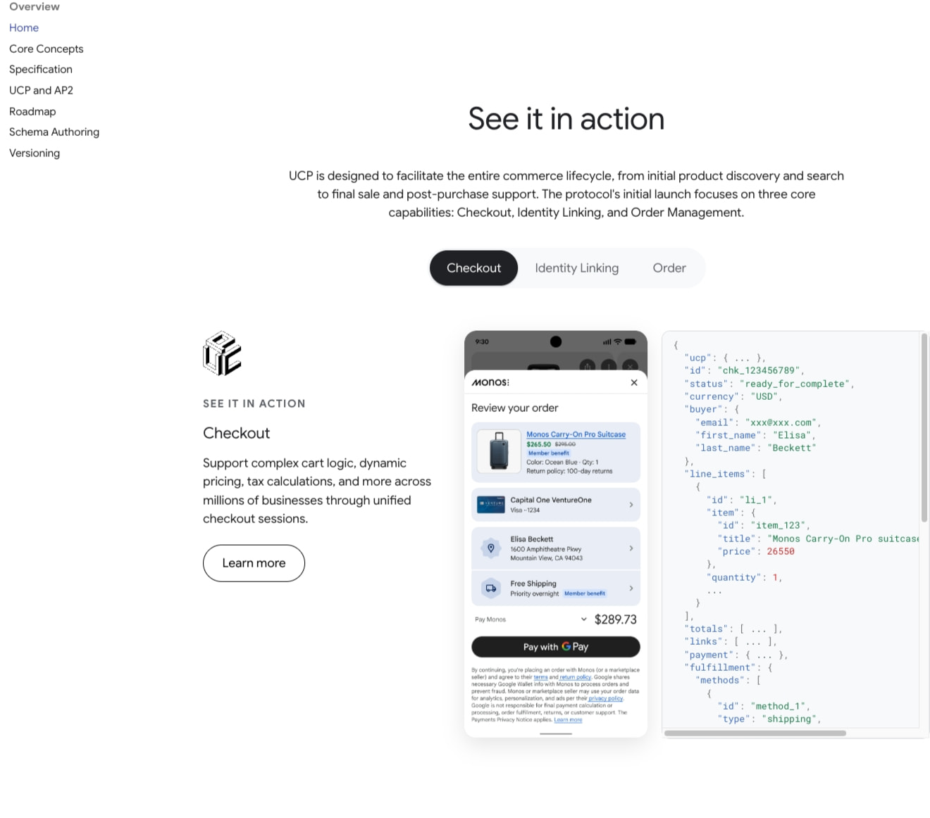 Universal Commerce Protocol - Universal Commerce Protocol (UCP) captured website design