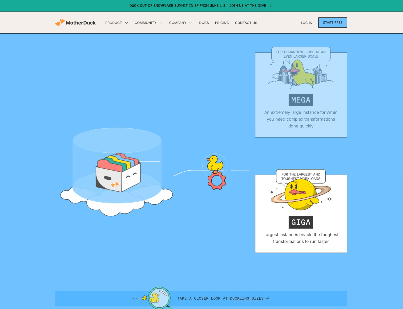 MotherDuck | The Cloud Data Warehouse Built on DuckDB captured website design