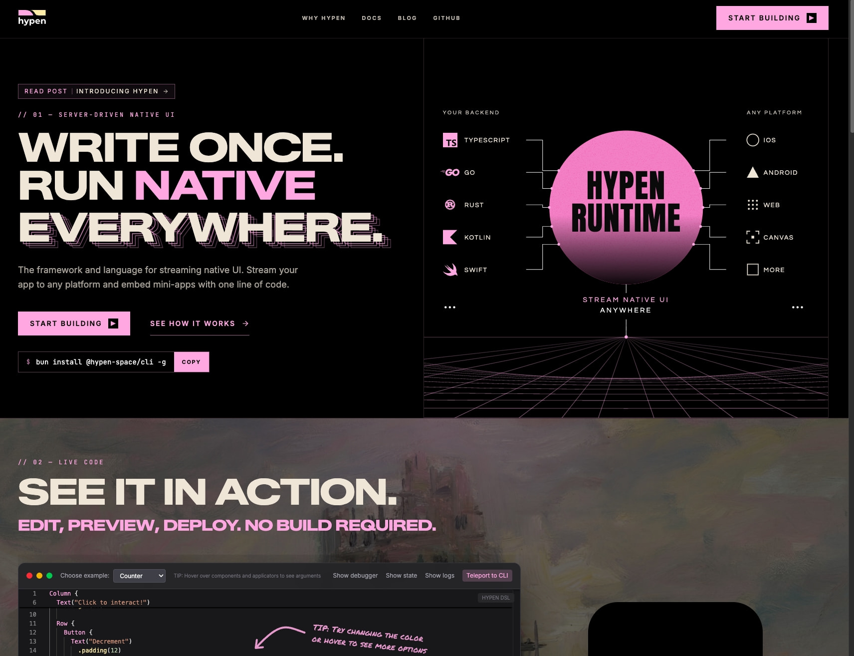 Hypen - Declarative UI Language for Cross-Platform Development captured website design