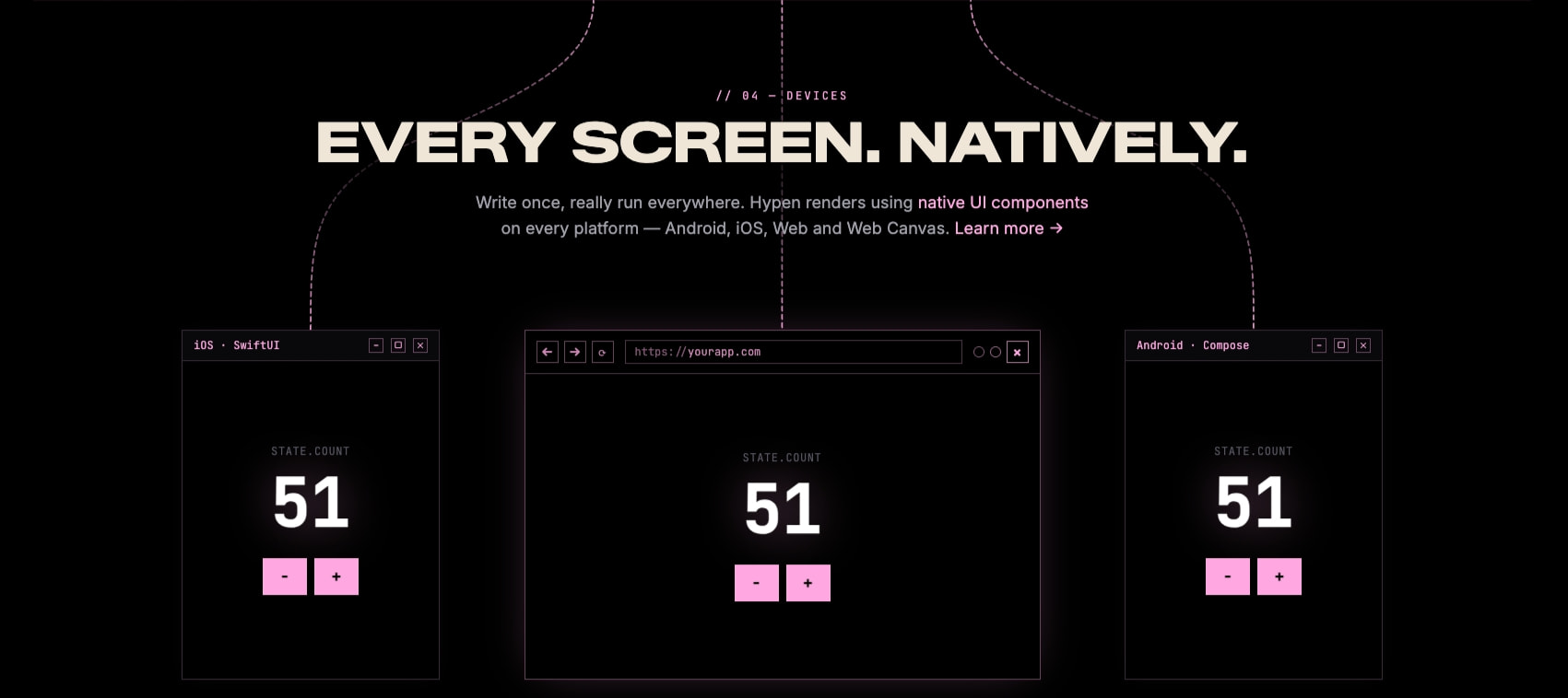 Hypen - Declarative UI Language for Cross-Platform Development captured website design