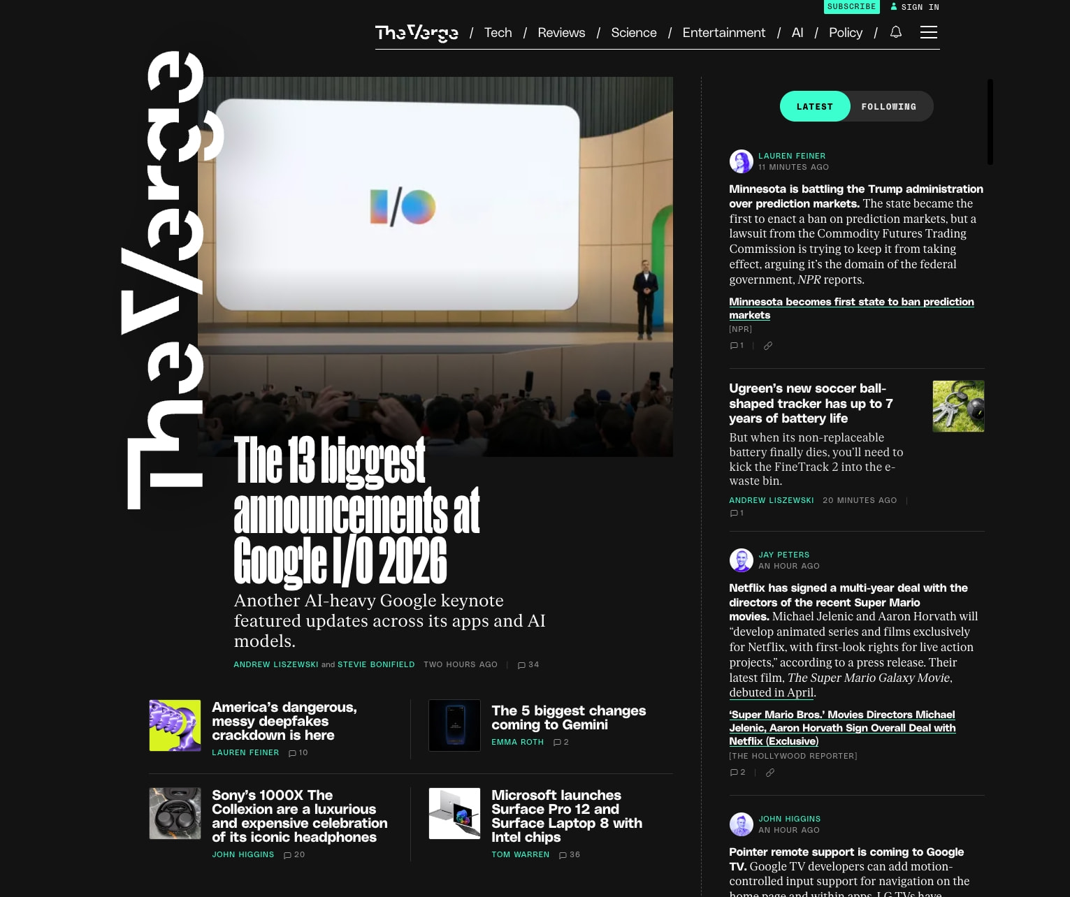 The Verge captured website design