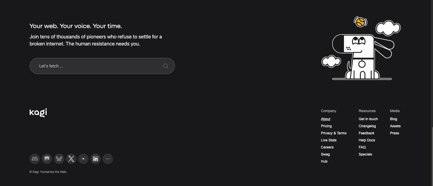 Kagi - Reclaim the Web & Restore Your Privacy captured website design