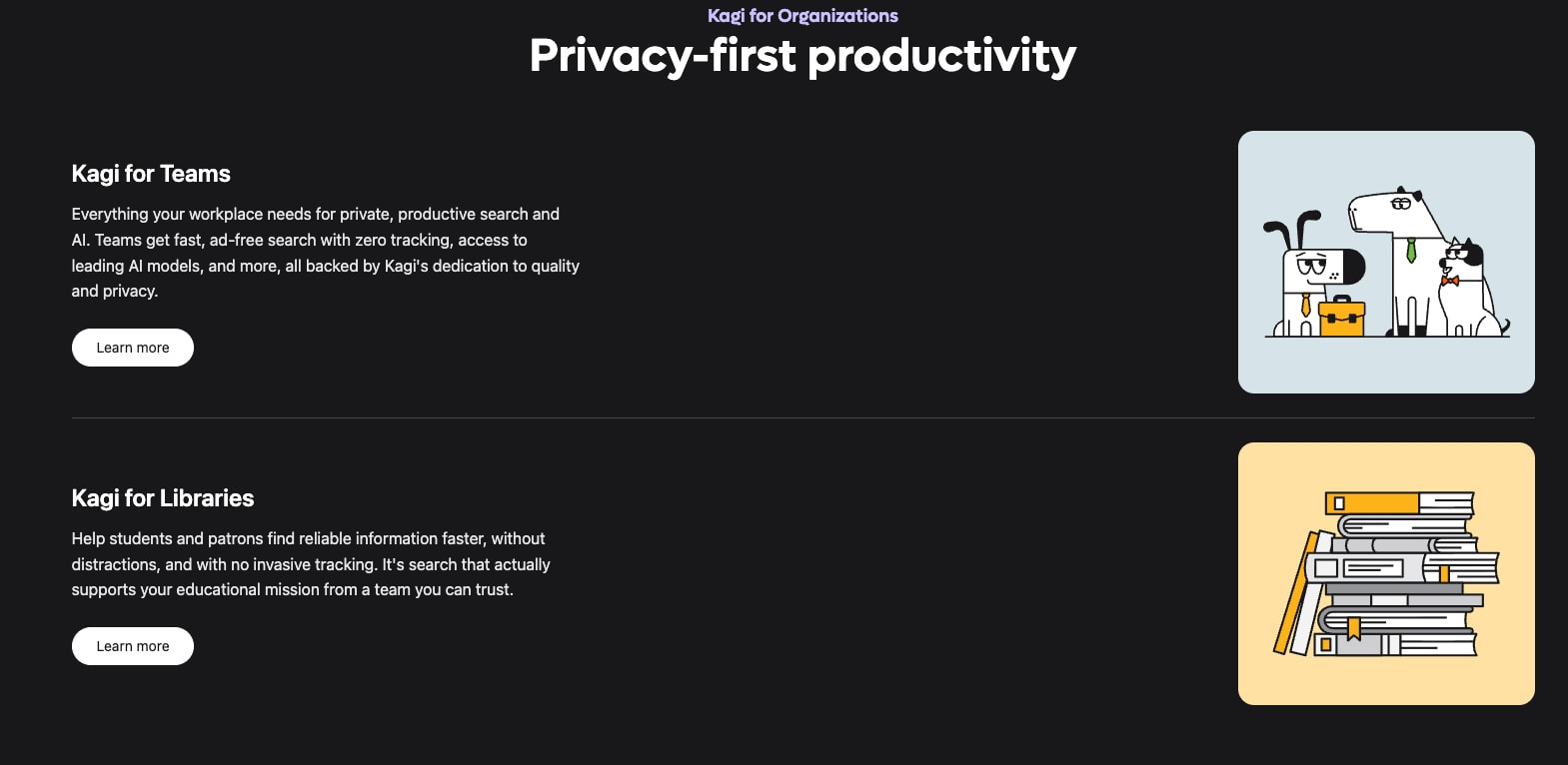 Kagi - Reclaim the Web & Restore Your Privacy captured website design