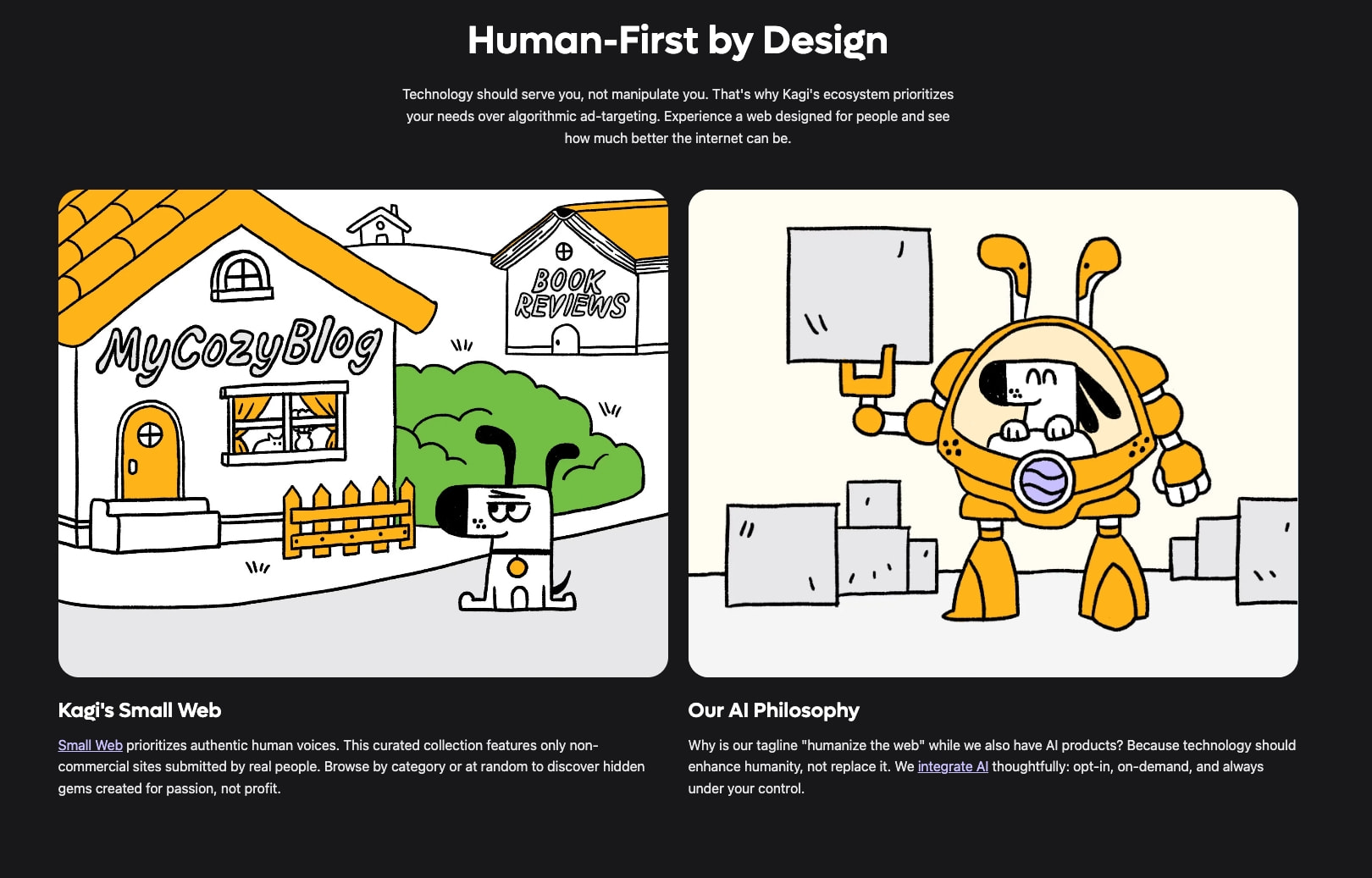 Kagi - Reclaim the Web & Restore Your Privacy captured website design