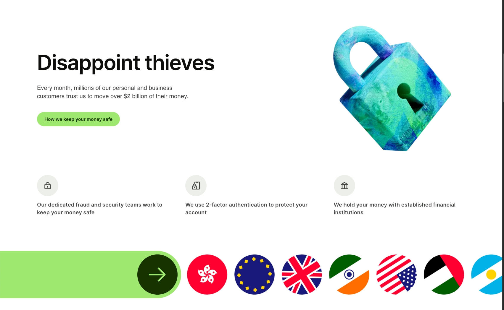 Wise: The international account | Money without borders | Wise Hong Kong captured website design
