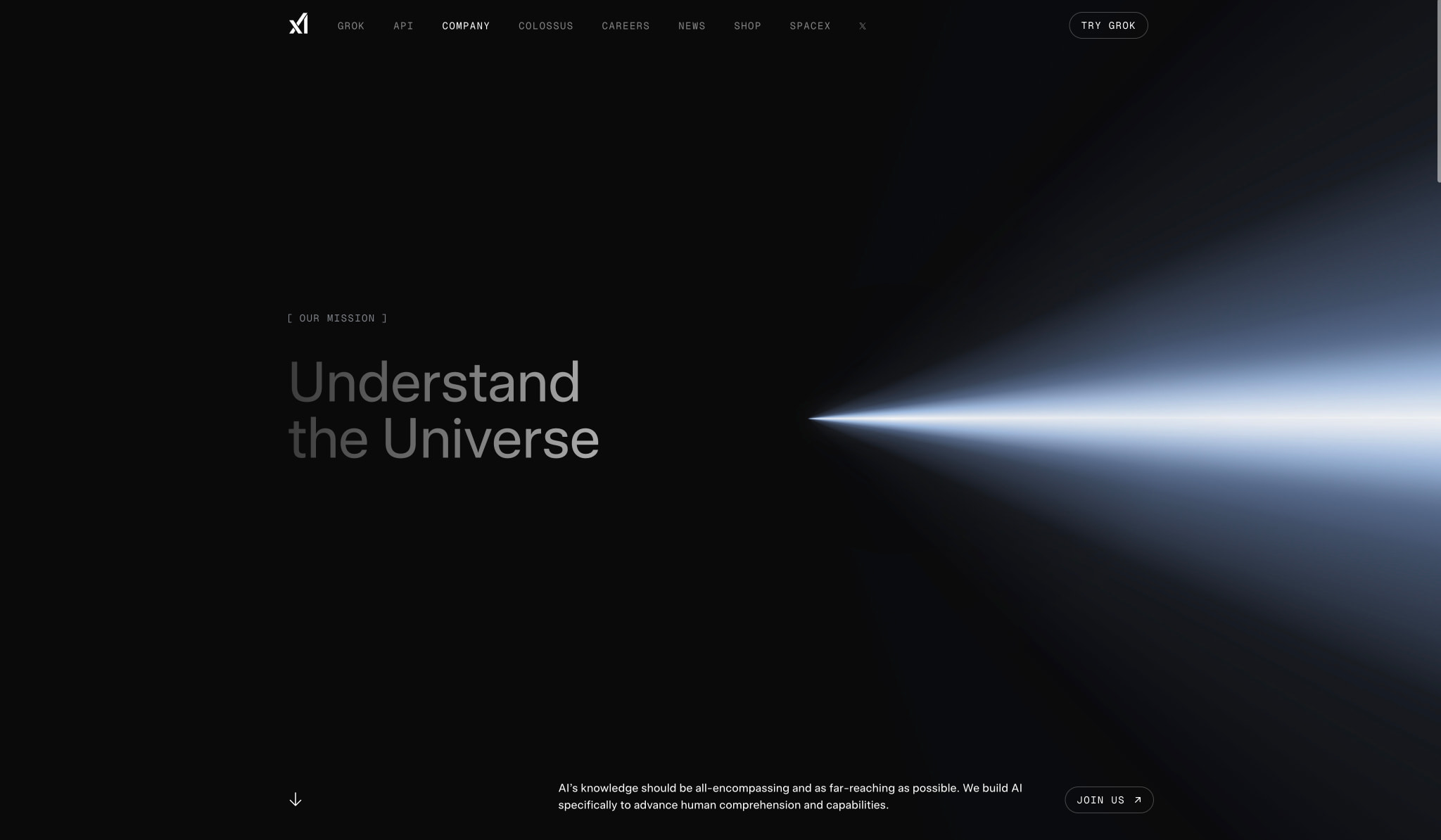 Company: Accelerating Scientific Discovery | xAI captured website design