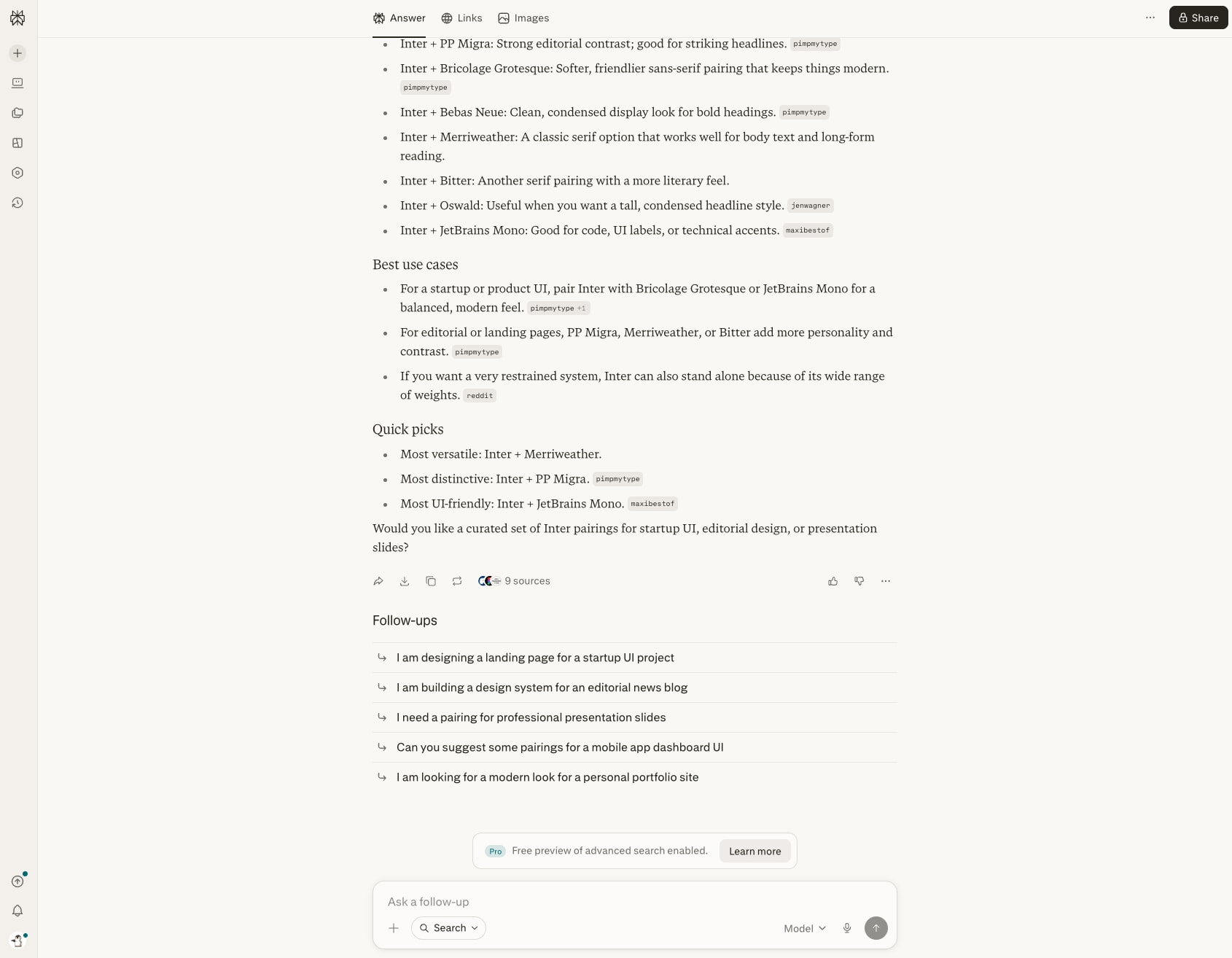 find font pairings with inter captured website design