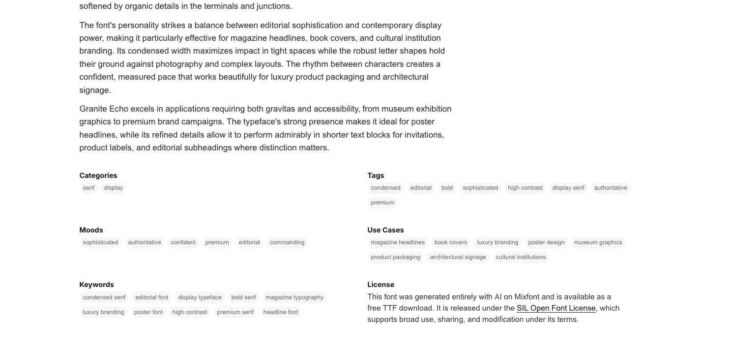 Granite Echo Font | Mixfont captured website design
