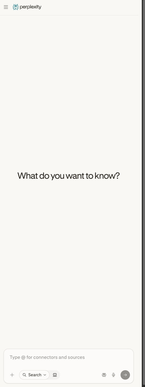 Perplexity captured website design