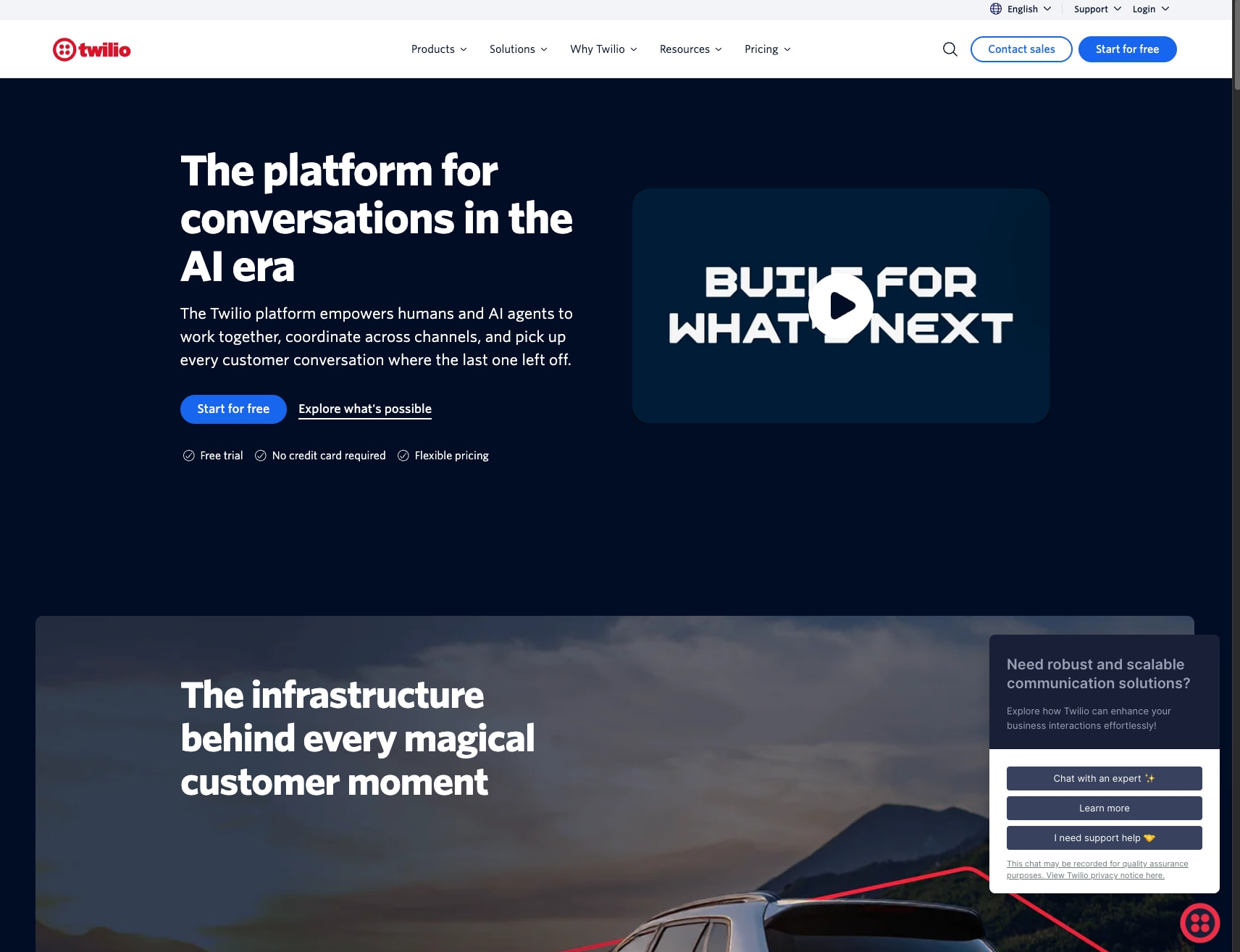 Conversational AI and APIs for SMS, Email, Voice | Twilio captured website design