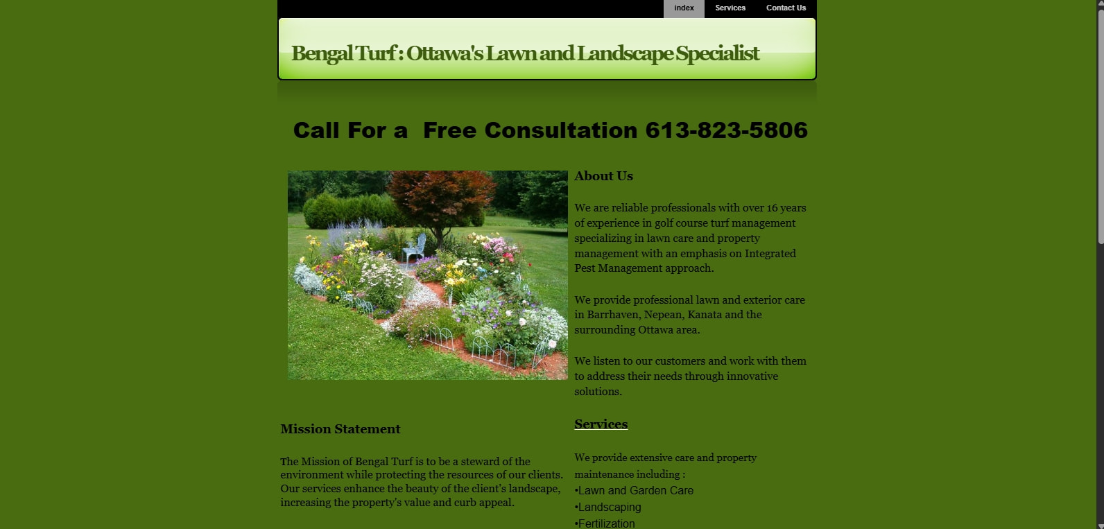 Bengal Turf: Ottawa Lawn and Landscape Specialist captured website design