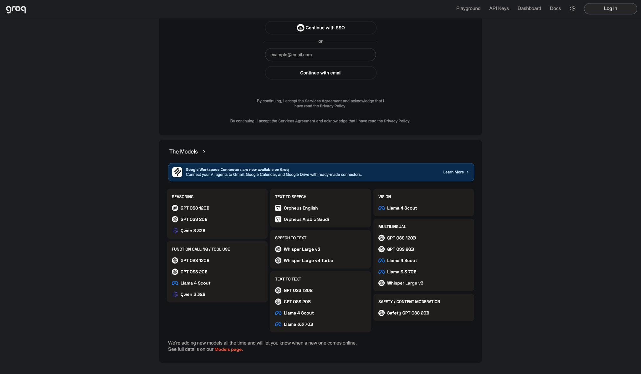 GroqCloud captured website design
