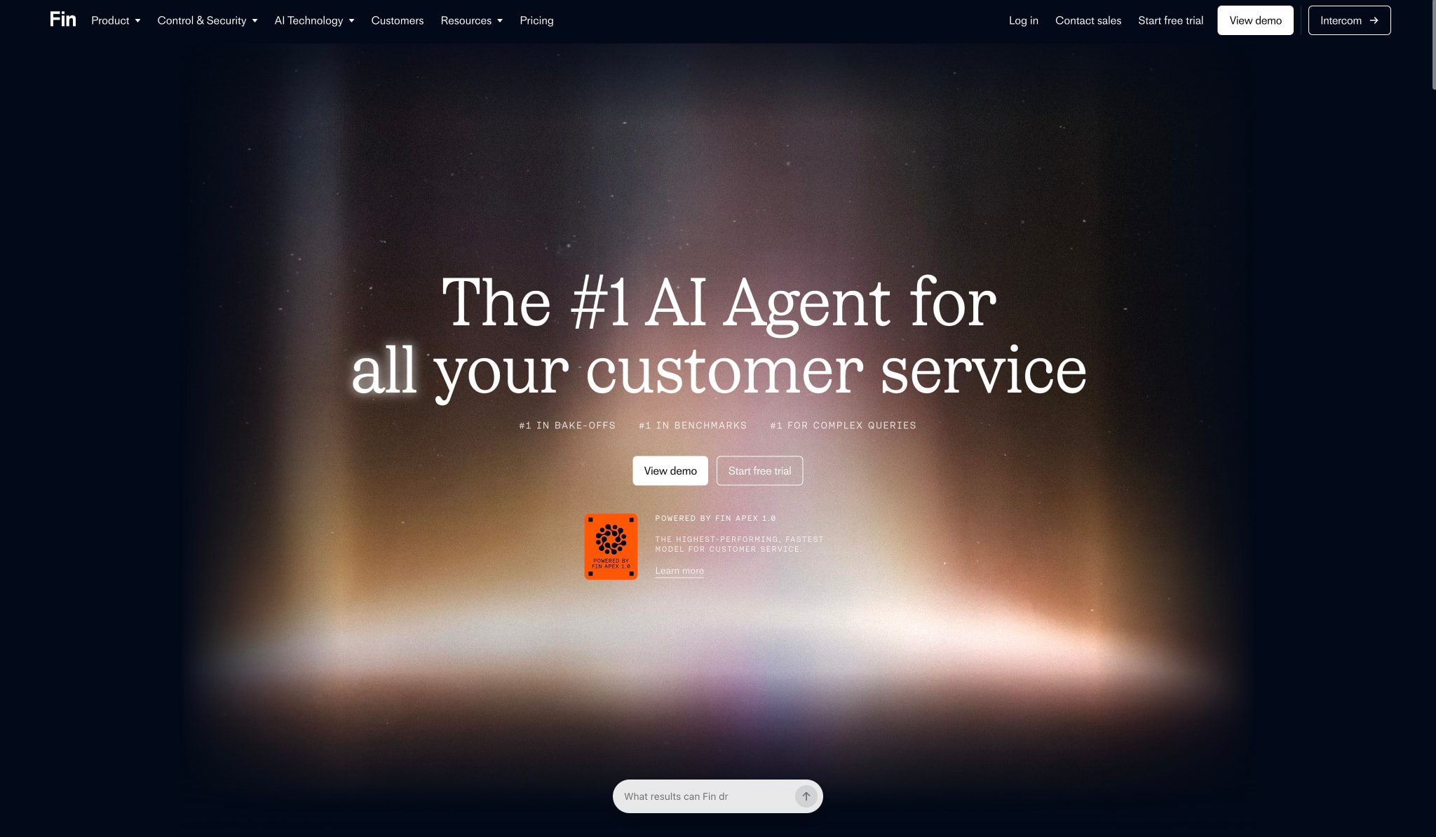Fin. The #1 AI Agent for customer service captured website design