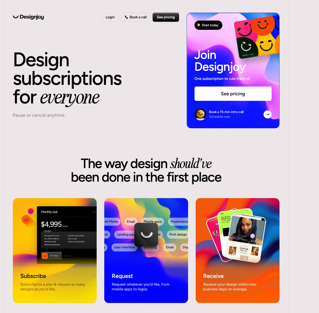 Designjoy - Design as a Subscription captured website design