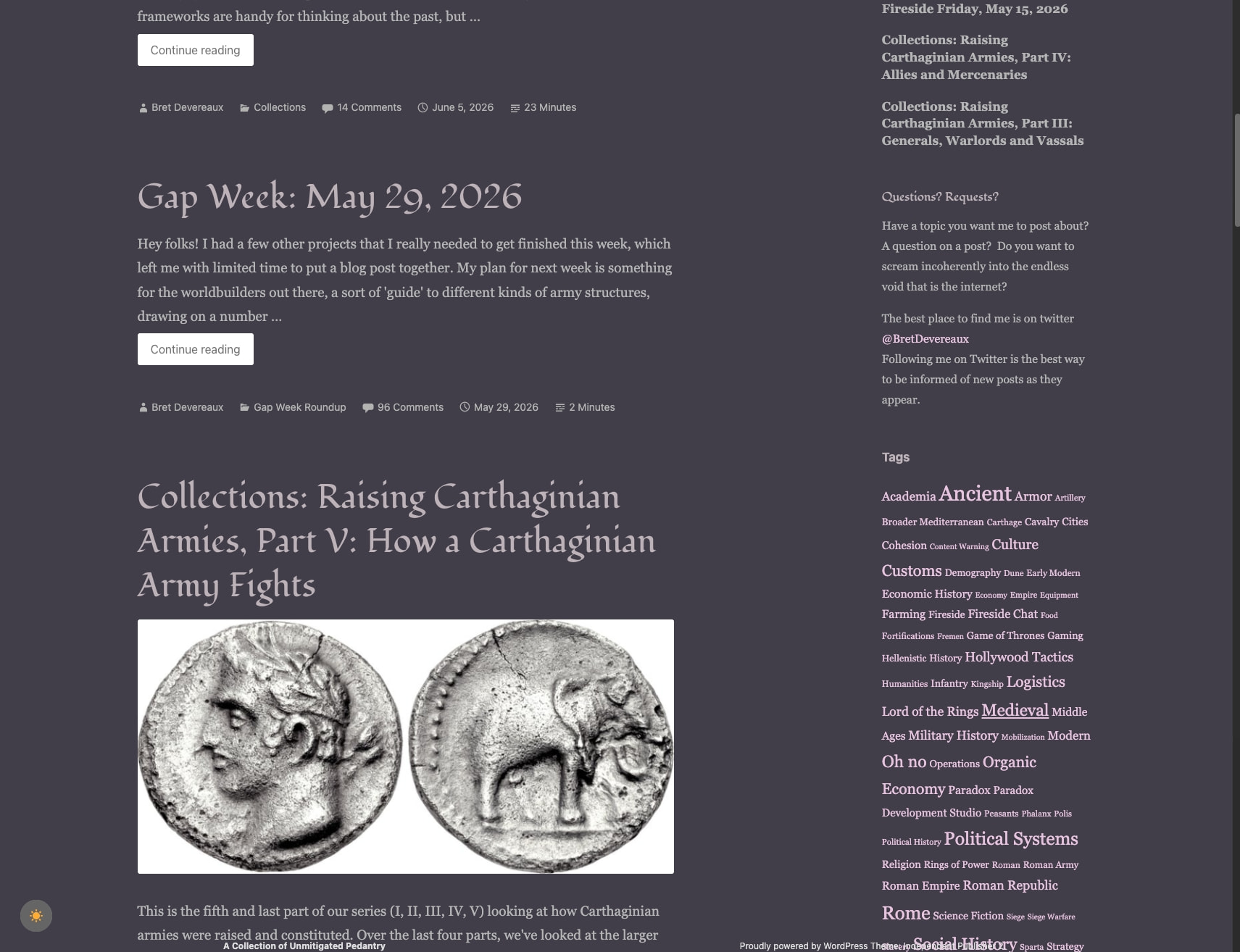 A Collection of Unmitigated Pedantry – A look at history and popular culture captured website design