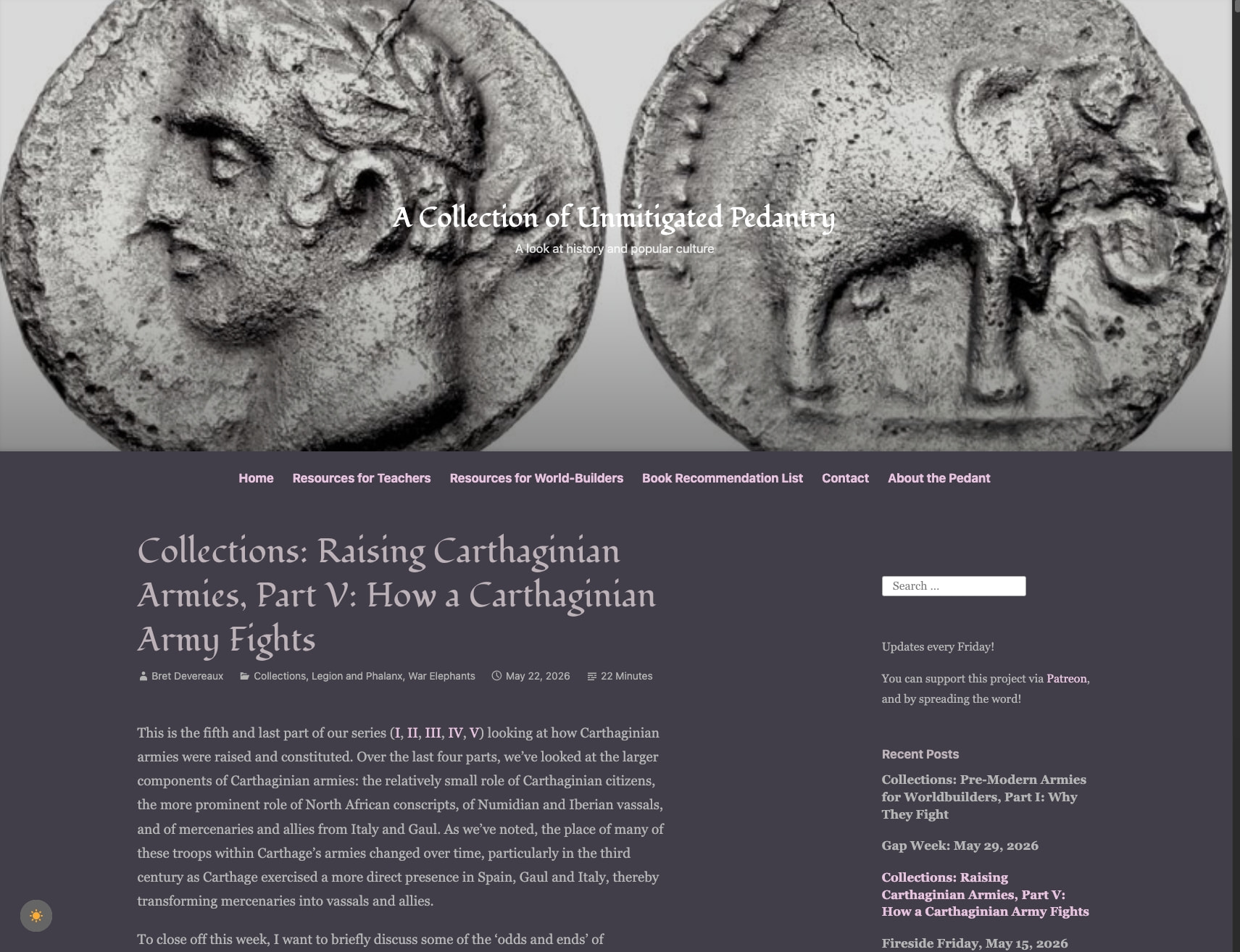 Collections: Raising Carthaginian Armies, Part V: How a Carthaginian Army Fights – A Collection of Unmitigated Pedantry captured website design