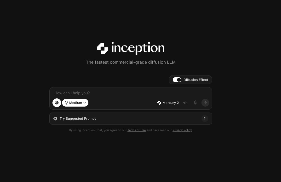 Inception Chat captured website design