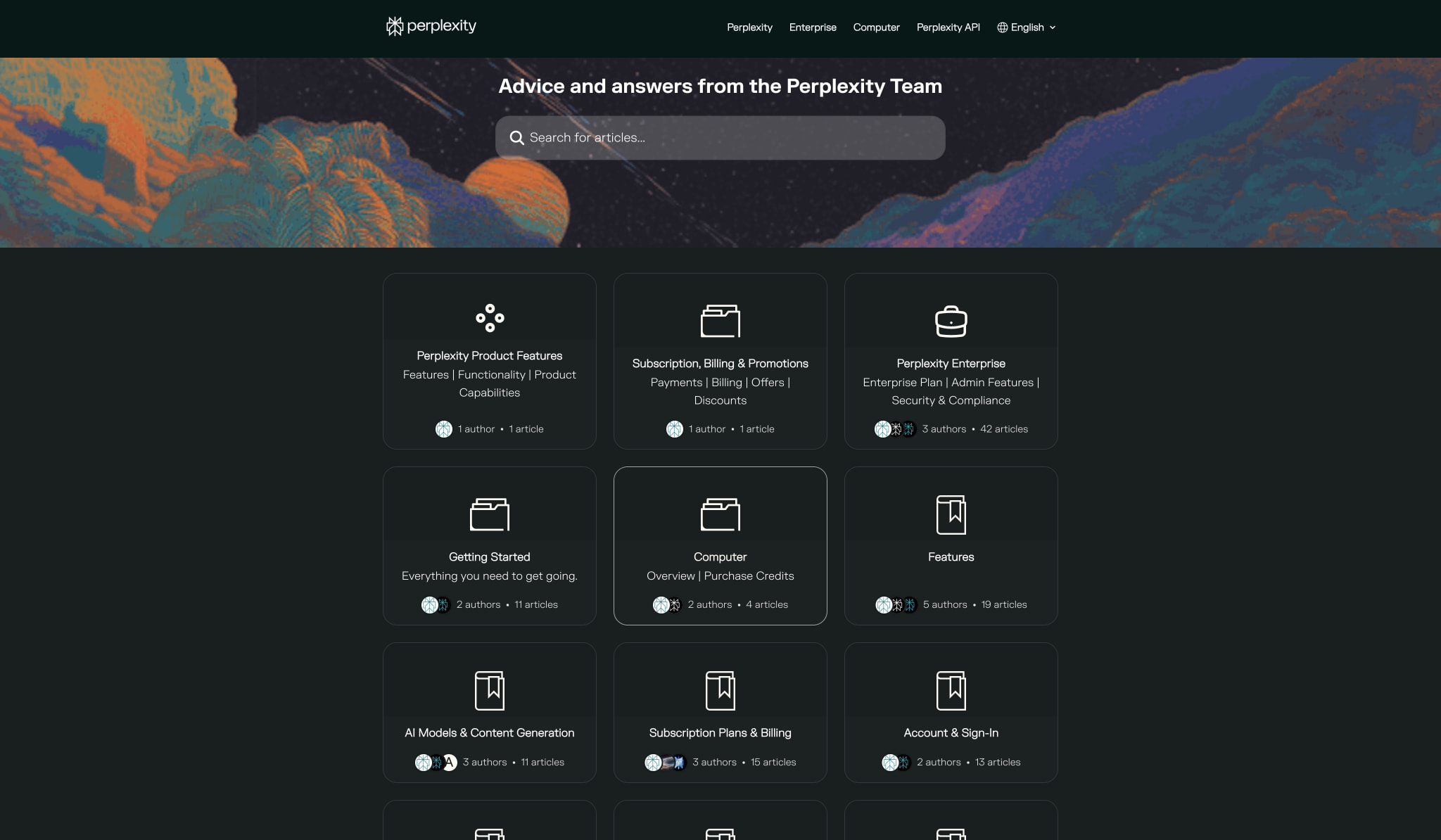 Home | Perplexity Help Center captured website design