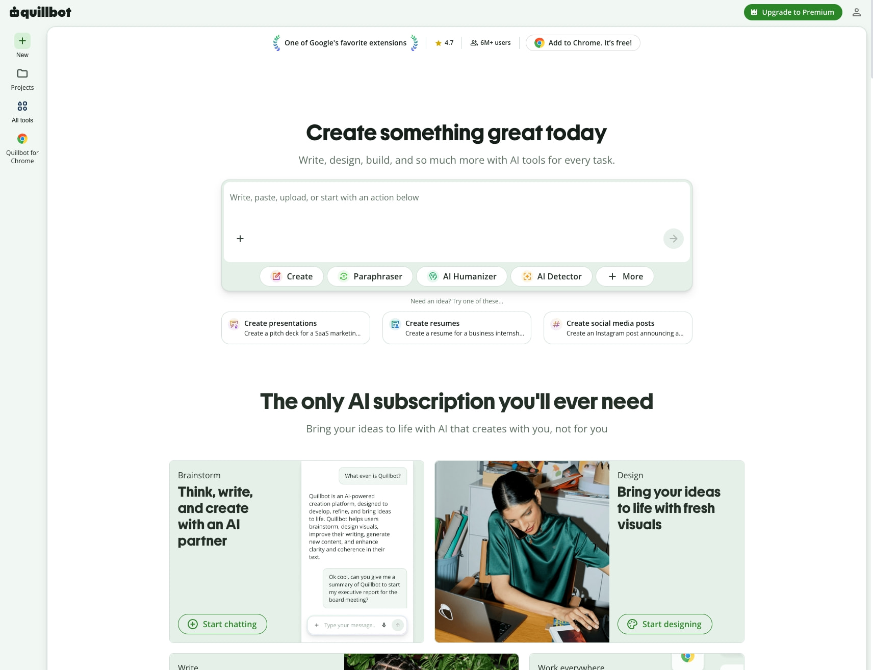 Quillbot: Write, Design & Create captured website design