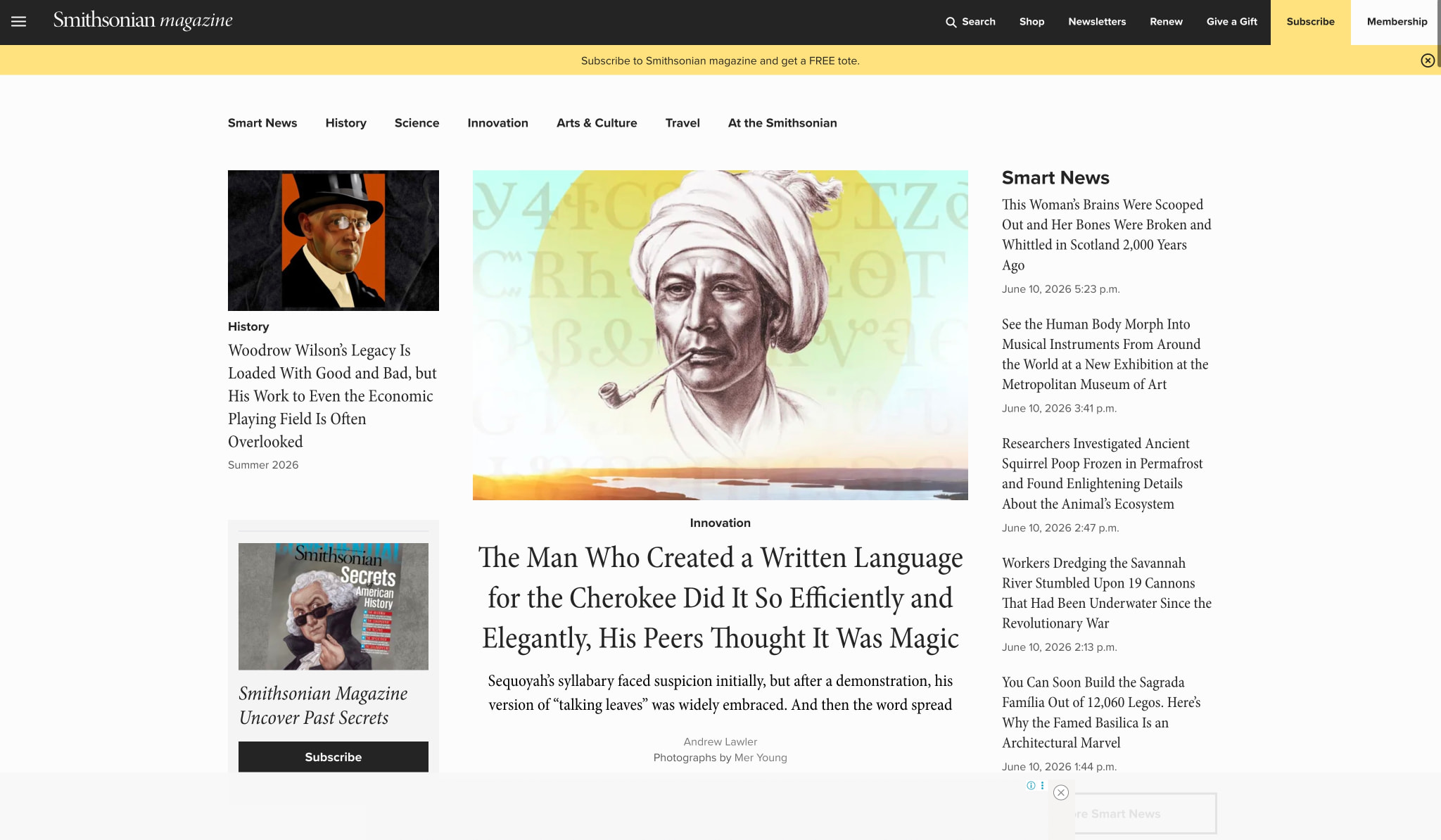Smithsonian Magazine: Explore History, Science, Arts & Culture captured website design