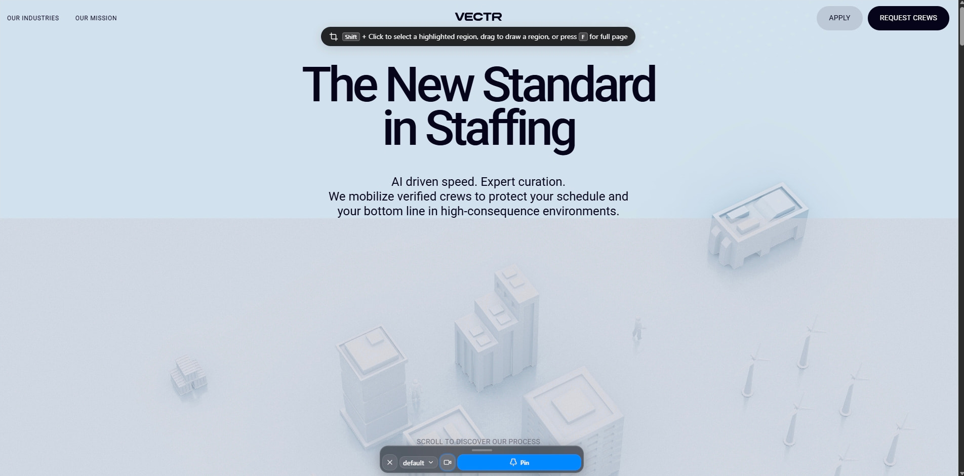 Vectr captured website design
