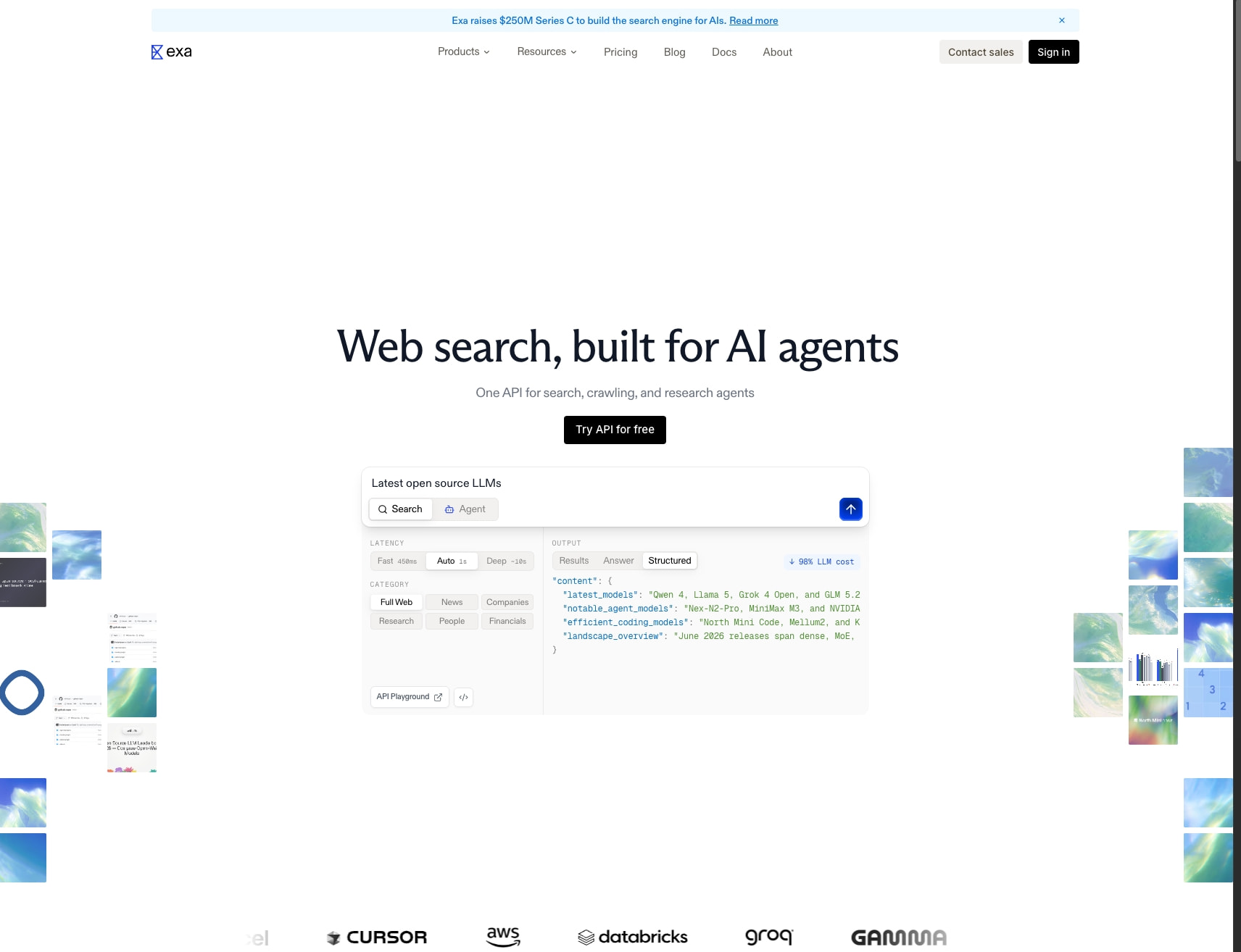 Exa | Web Search API, AI Search Engine, & Website Crawler captured website design