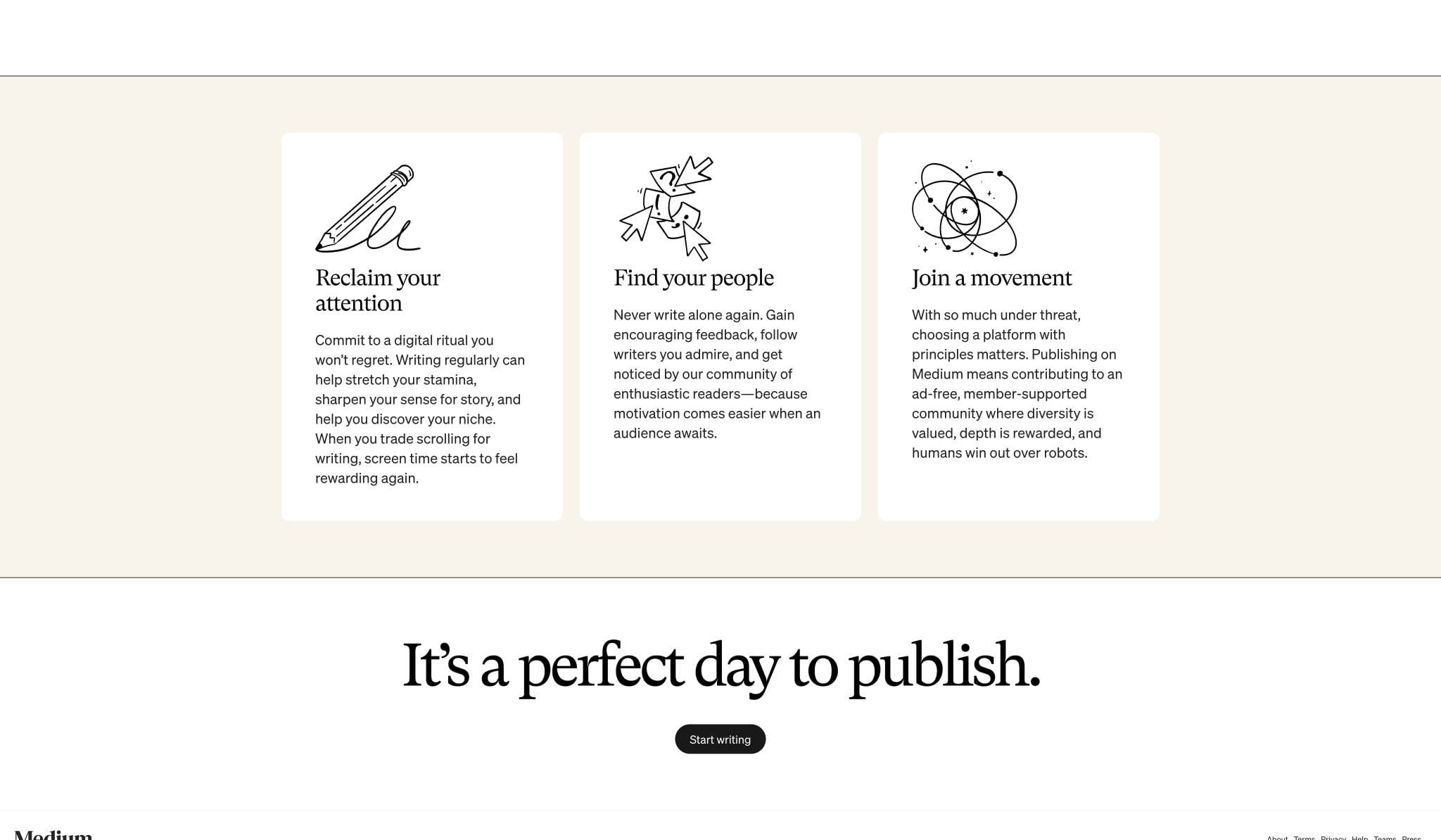 Why write on Medium? captured website design