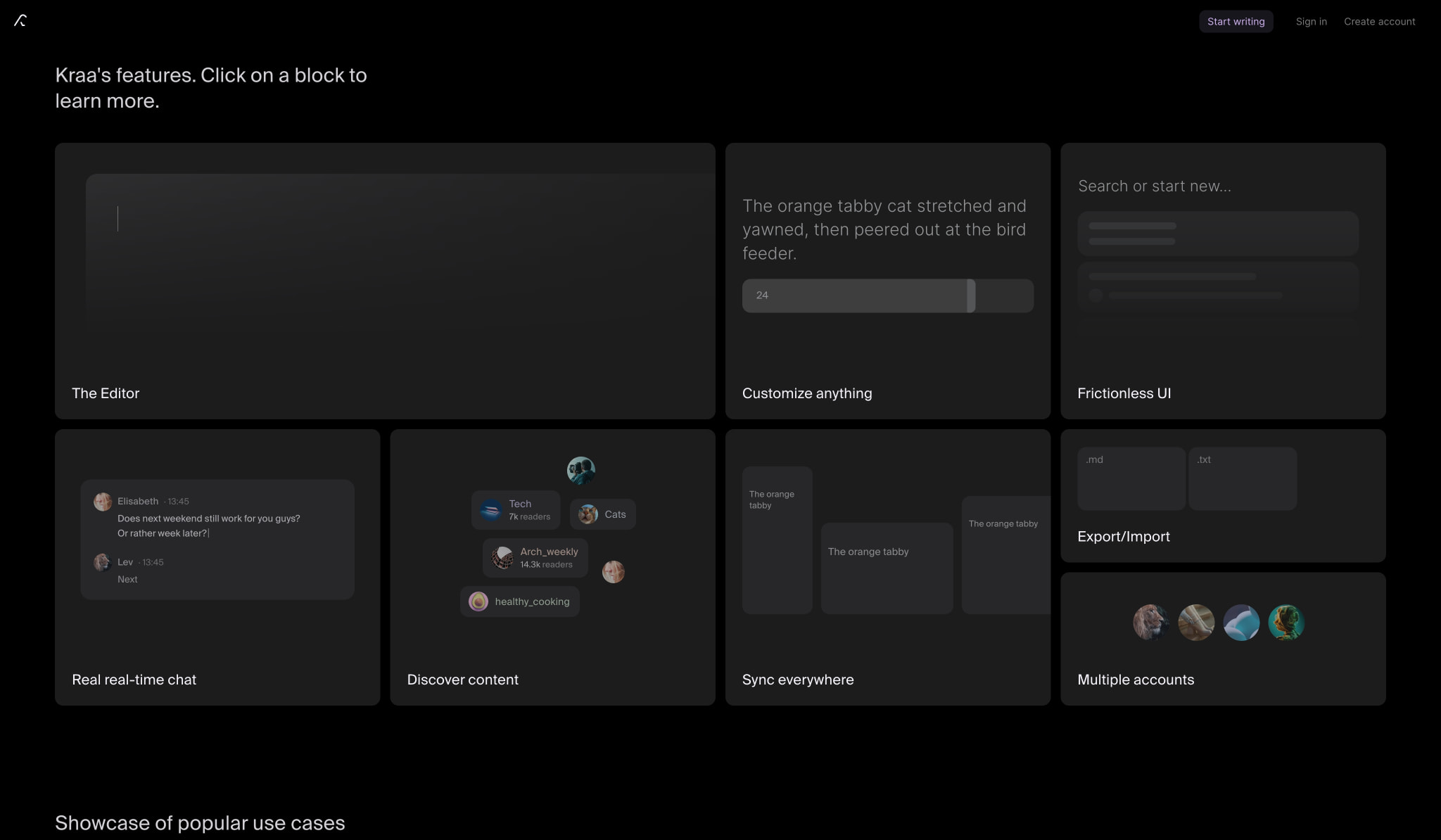 Kraa captured website design